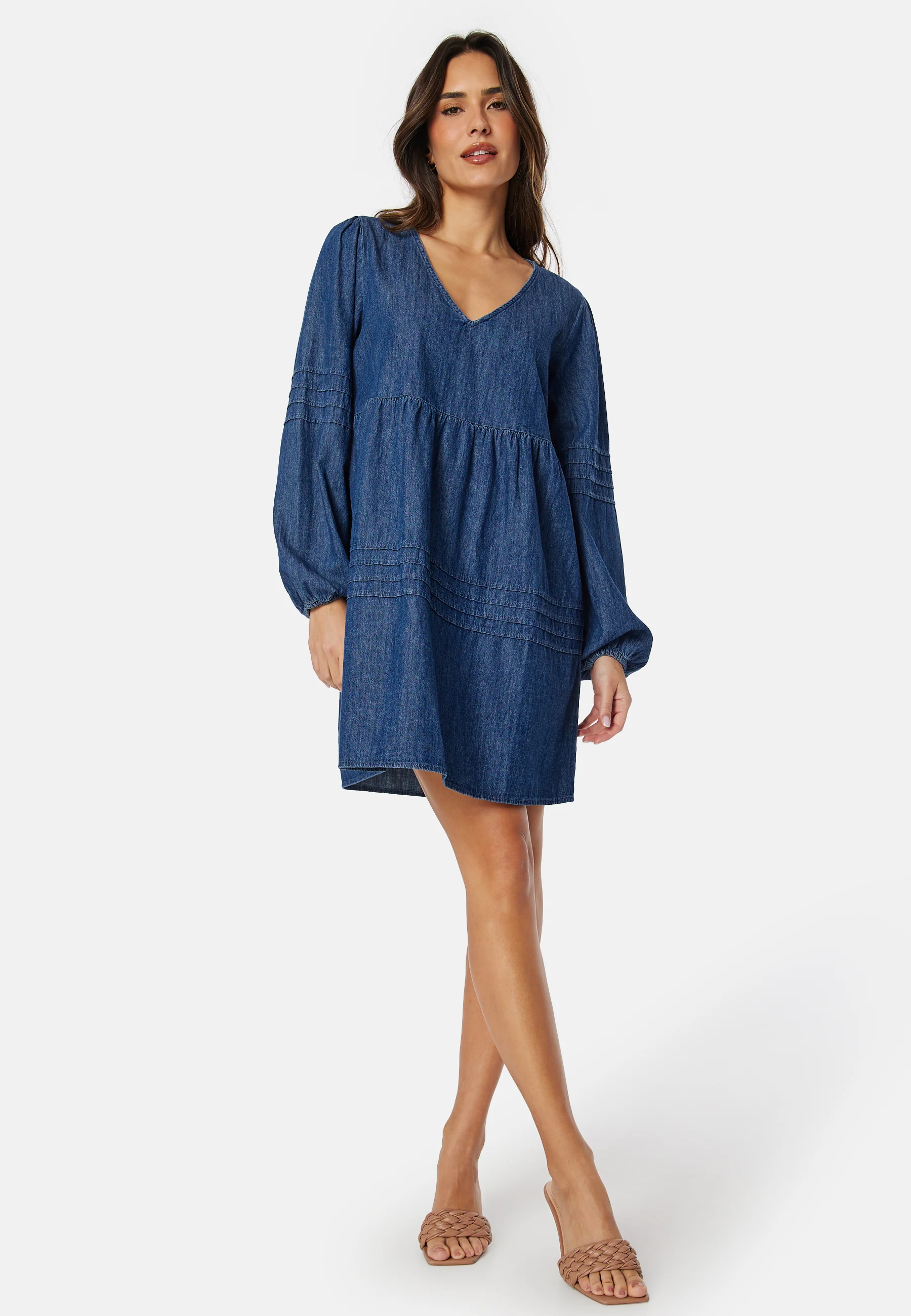 Virowie L/S V-Neck Denim Dress - Image 3