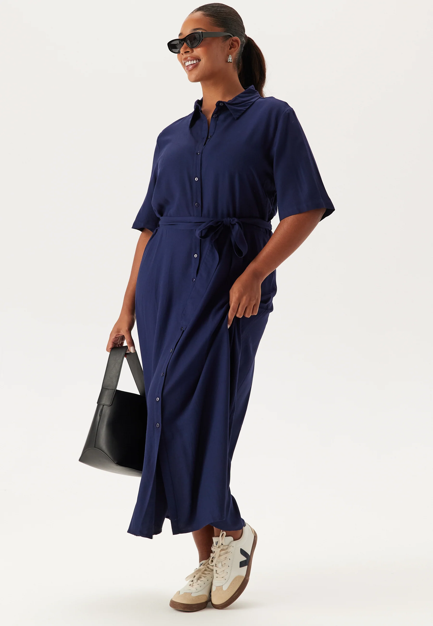 Viscose Belted Shirt Dress - Image 5