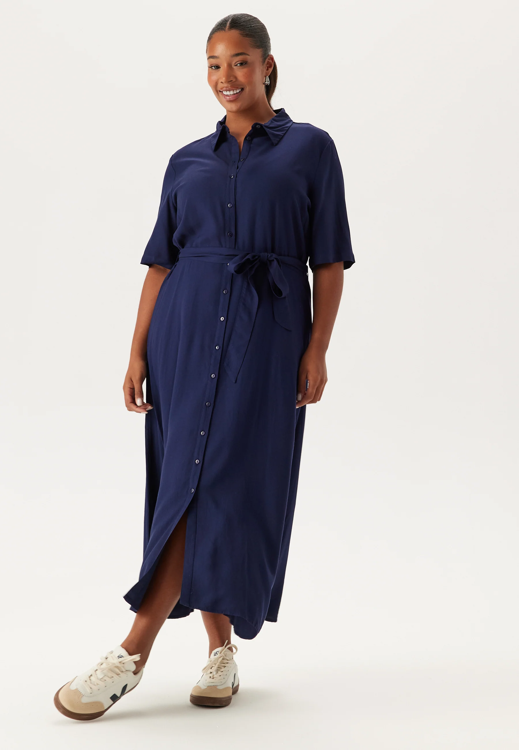 Viscose Belted Shirt Dress - Image 6