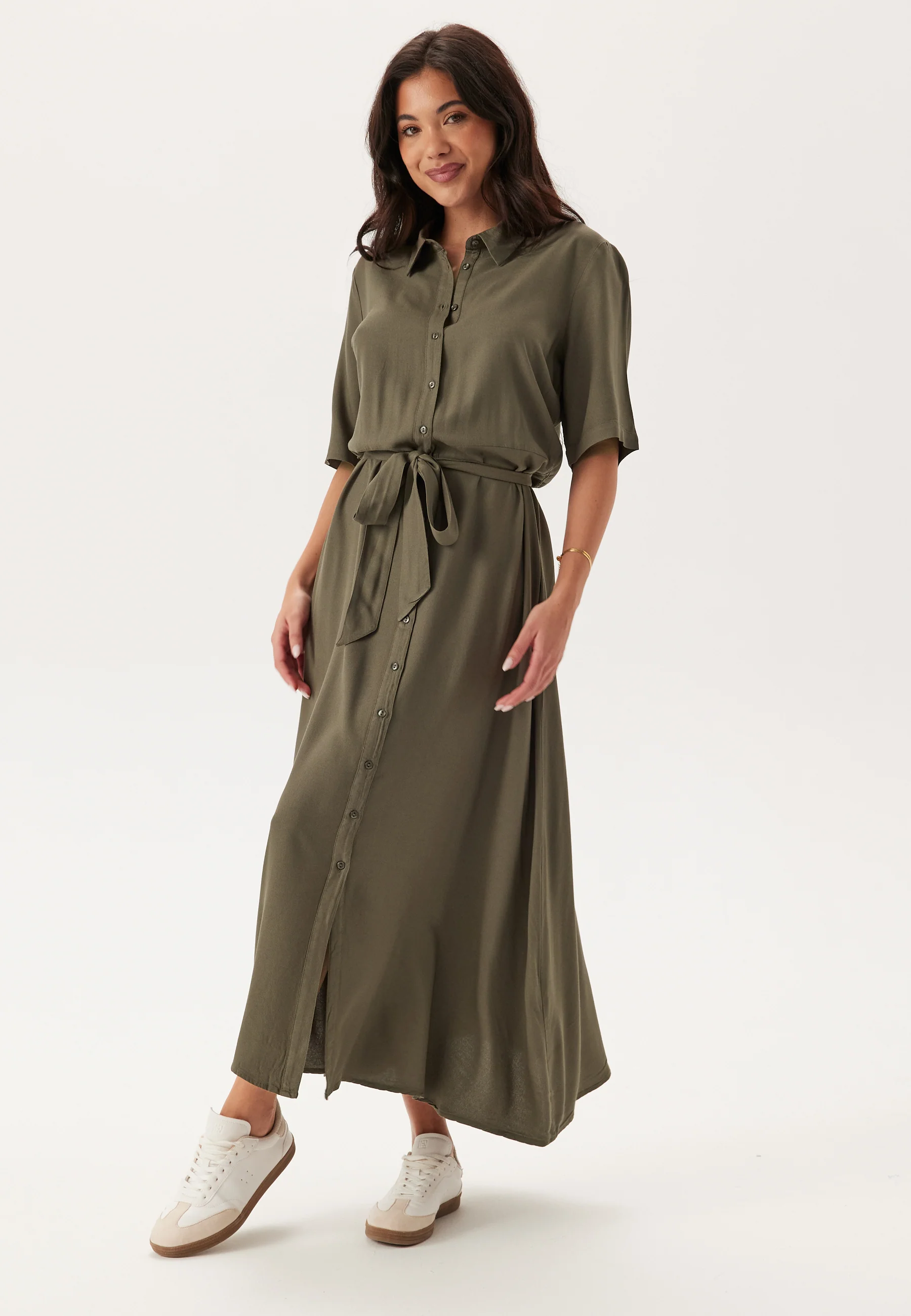 Viscose Belted Shirt Dress - Image 3