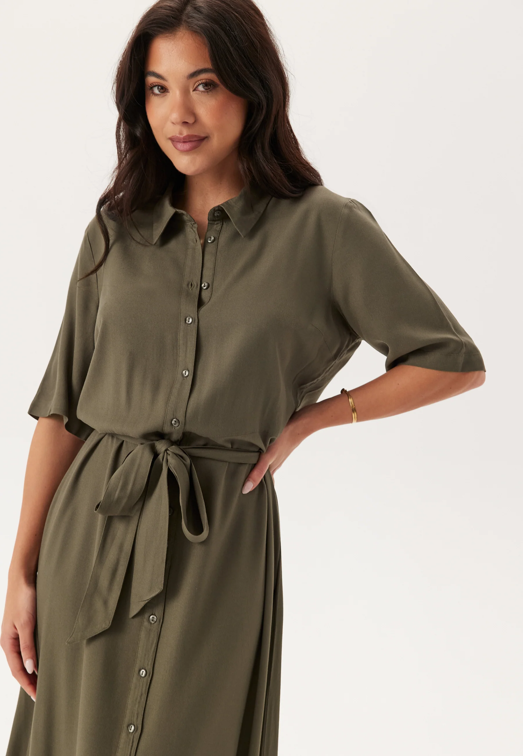 Viscose Belted Shirt Dress - Image 6
