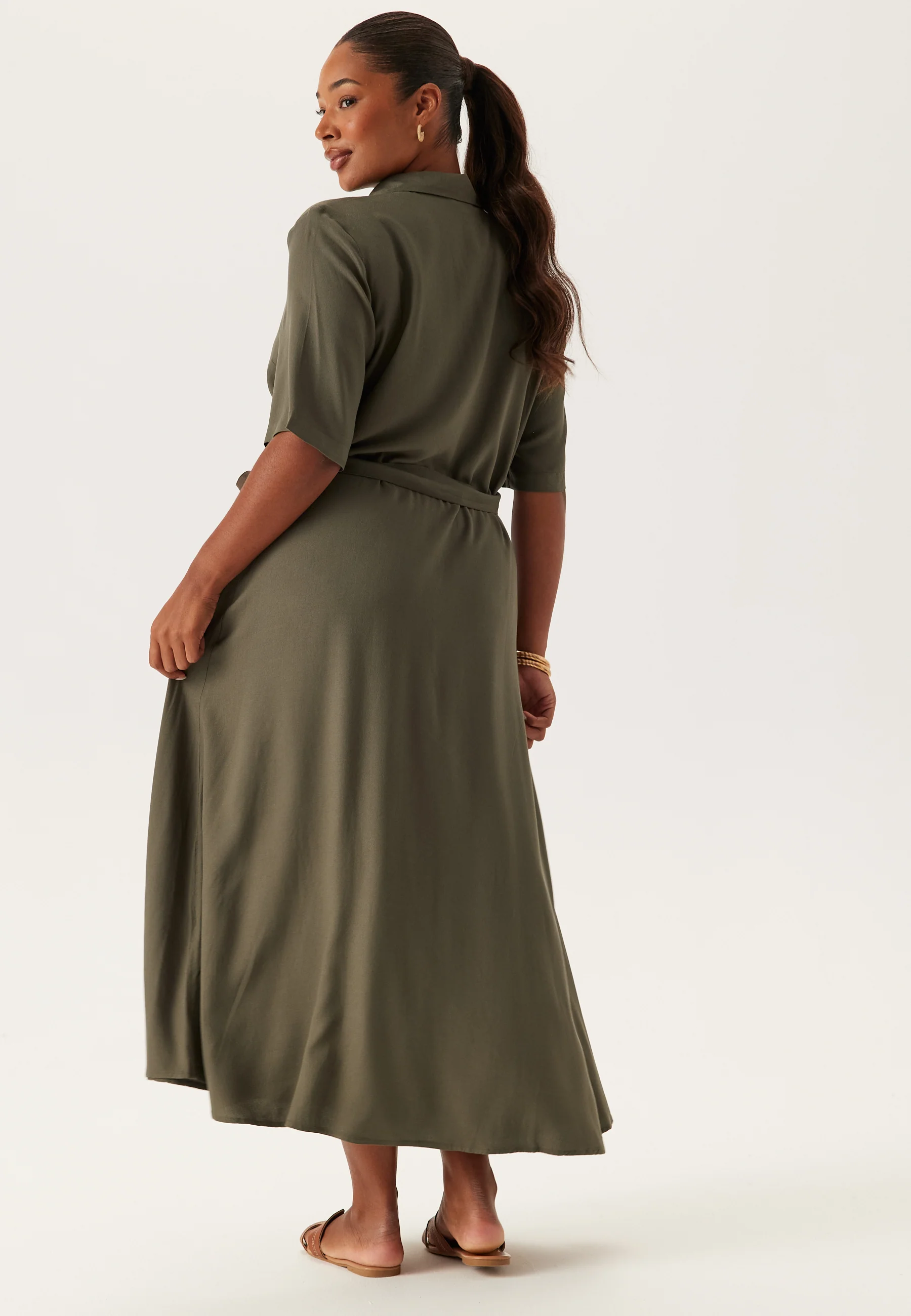 Viscose Belted Shirt Dress - Image 9