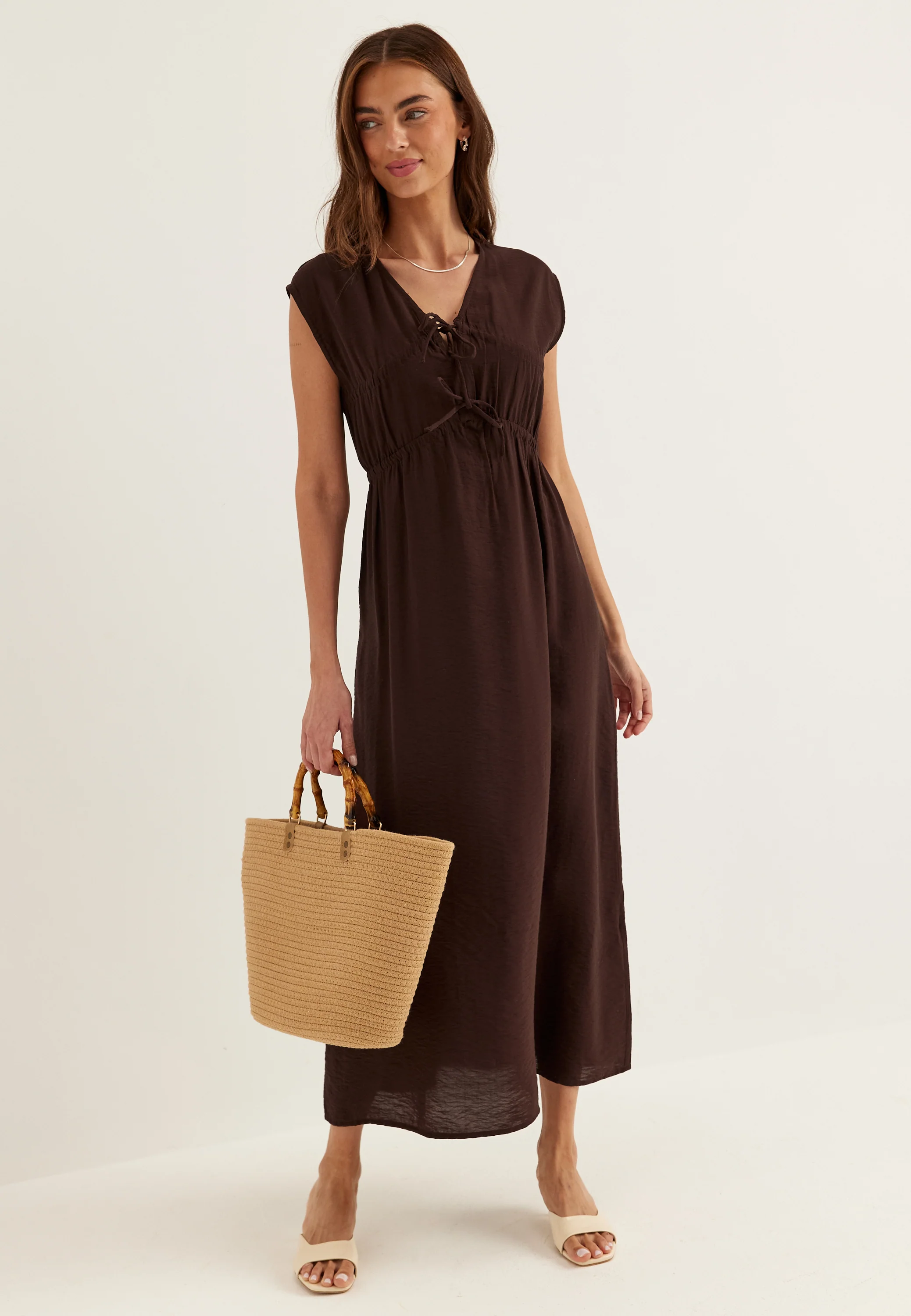 Viscose Tie Detail Dress - Image 4