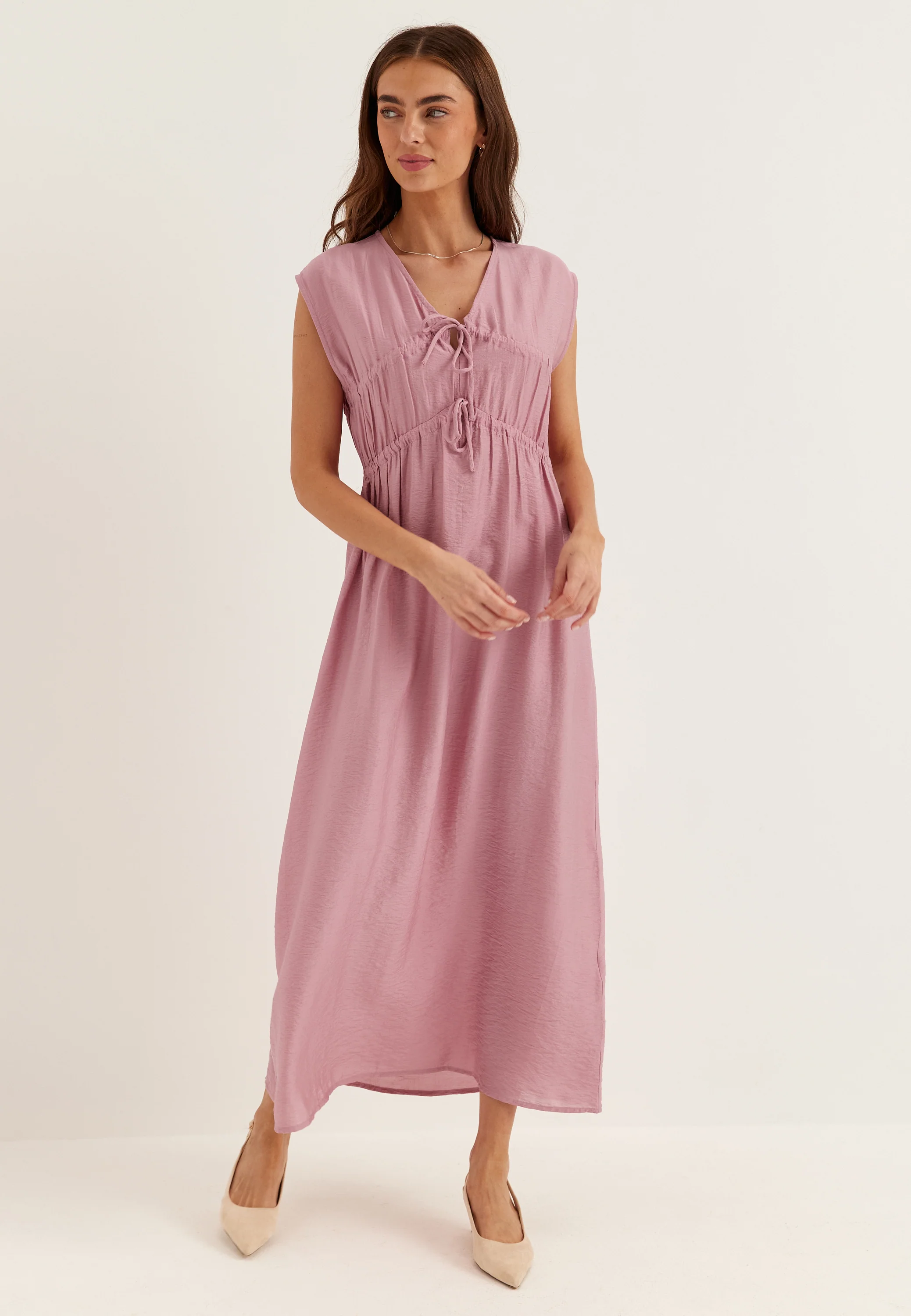 Viscose Tie Detail Dress - Image 2