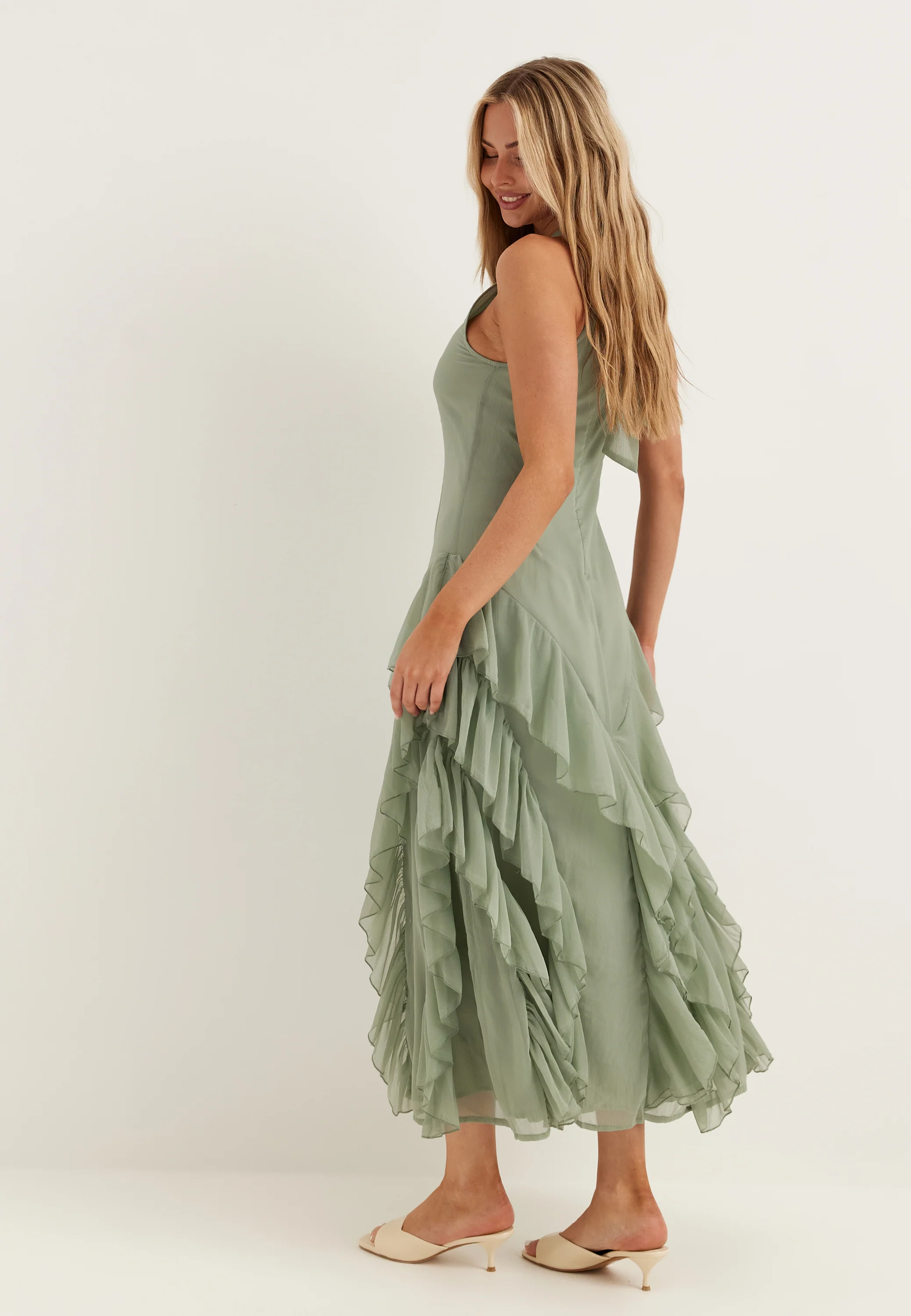 Visella Halterneck Flounch Dress - Image 2