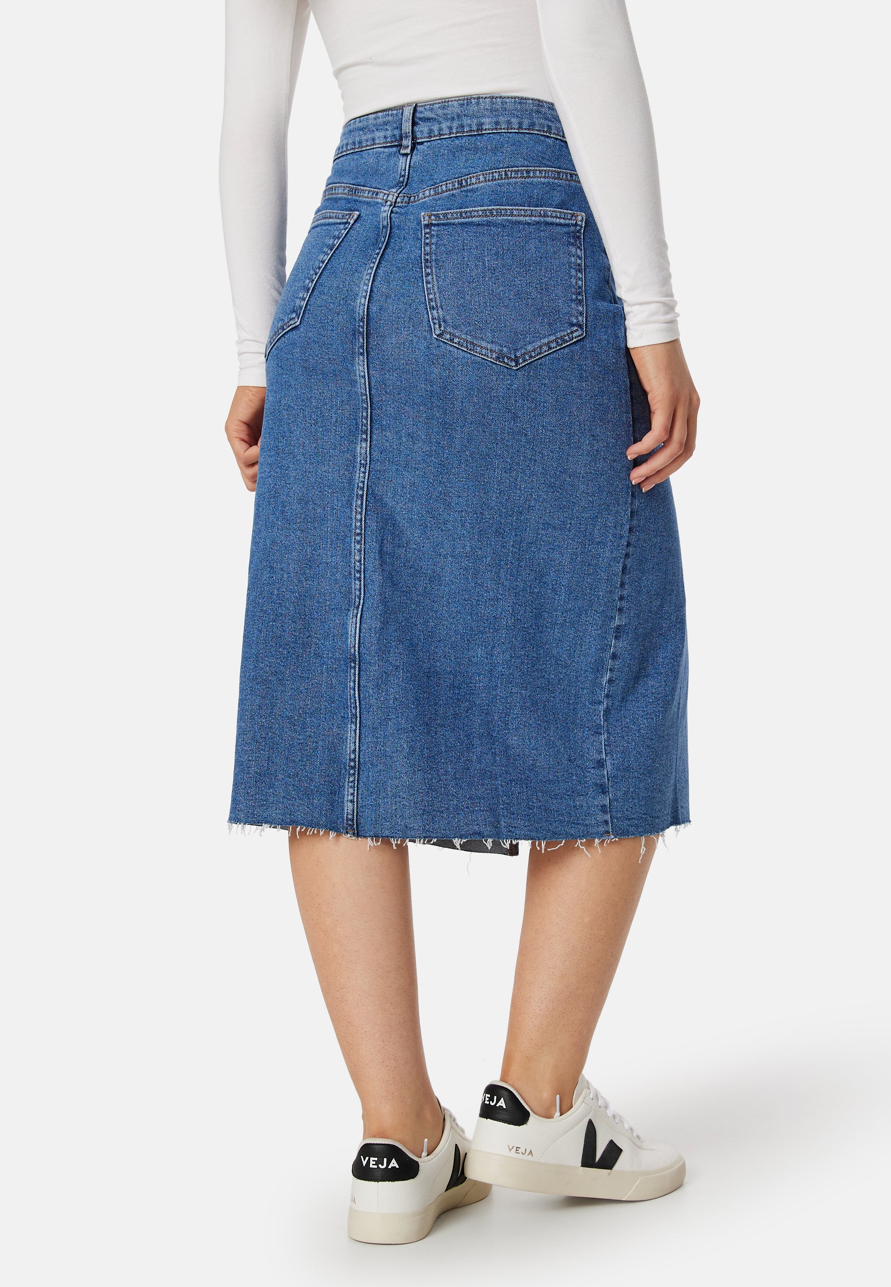 Visol RW Midi Slit Denim Skirt - Image 3