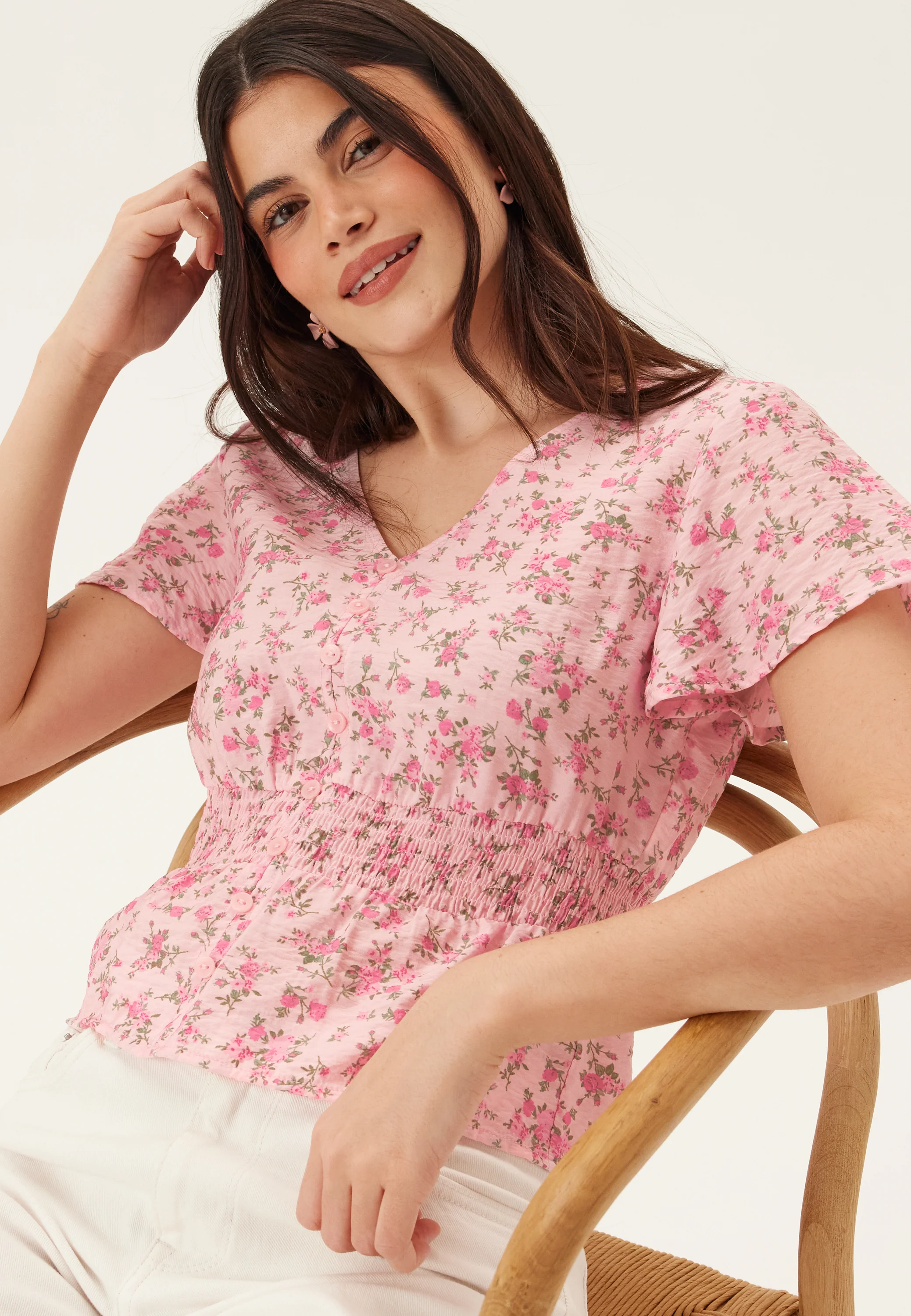 Vmjosie Ss V-neck Short Smock Top