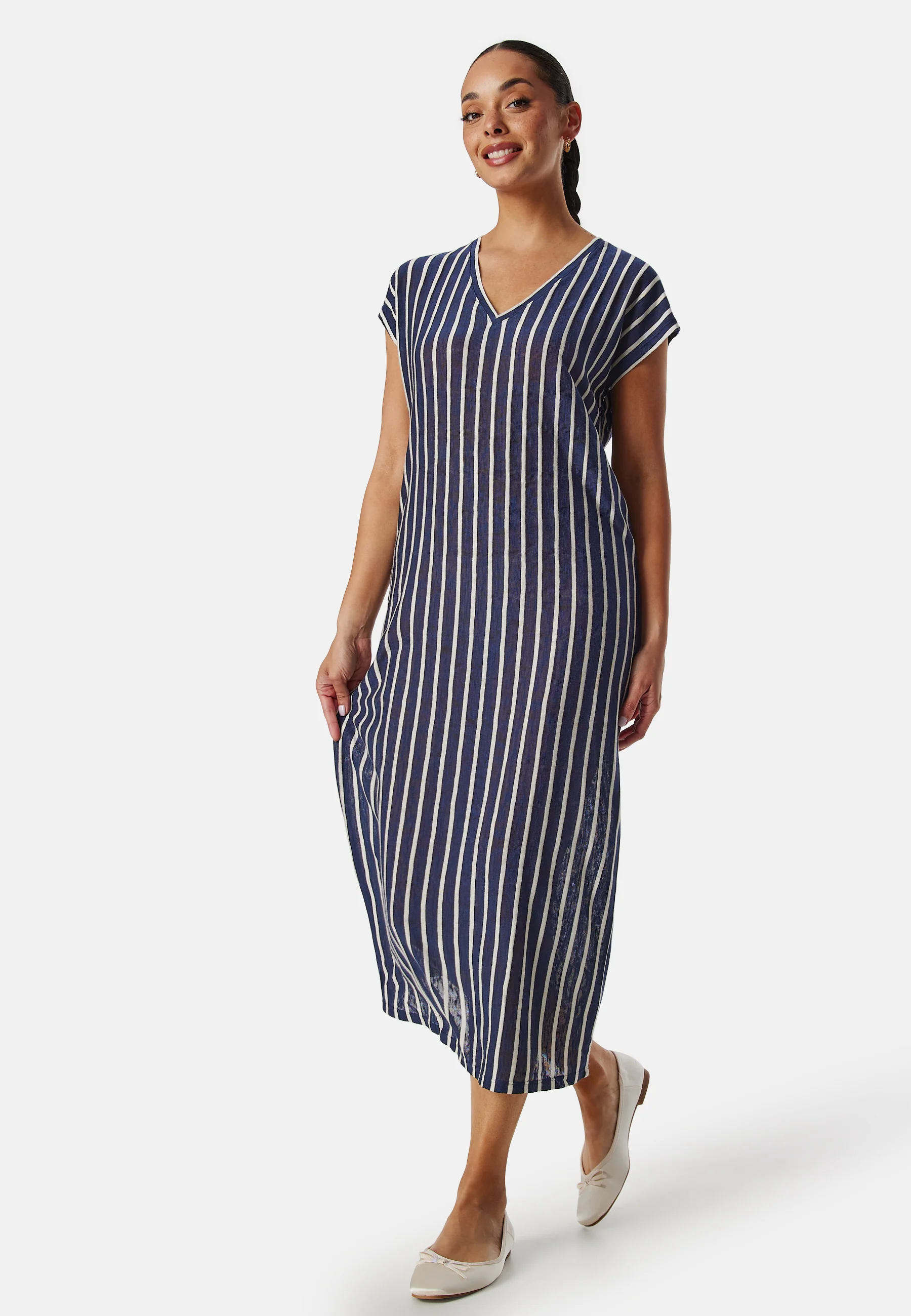 Vmlana Ss V-neck Calf Dress Jrs