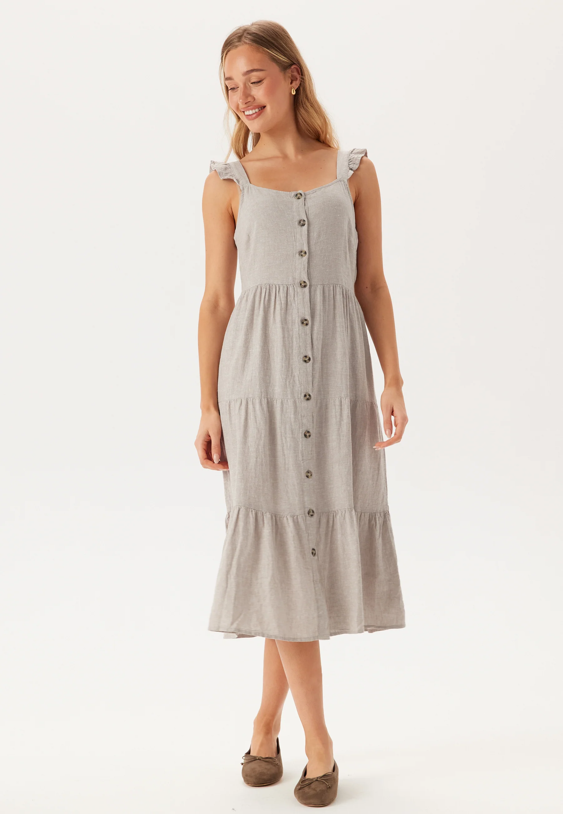 Vmlinn Sl Calf Button Dress - Image 3