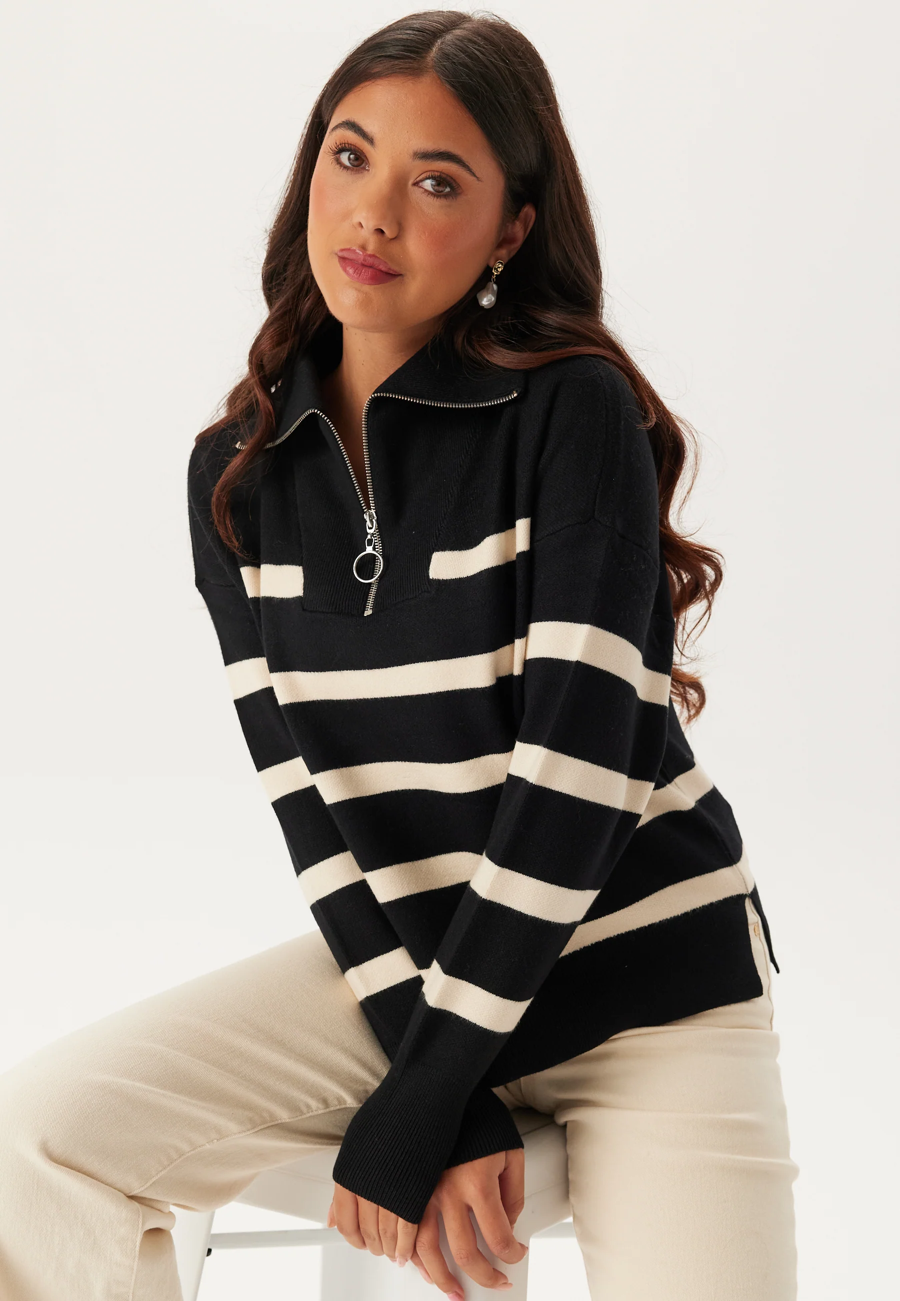 Vmsaba Stripe Ls Highneck Blouse