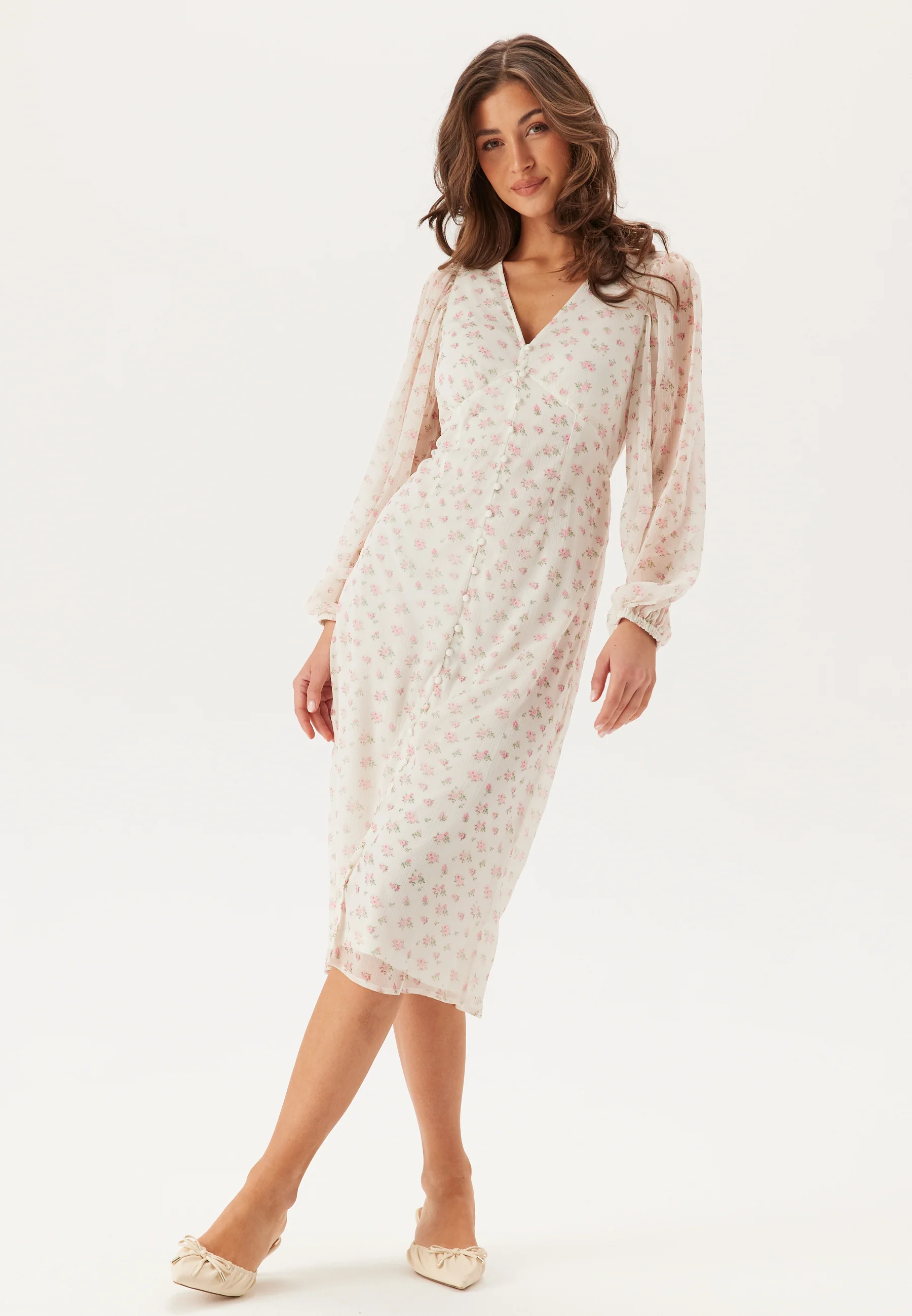 Vmsmilla Ls V-neck Calf Dress - Image 2