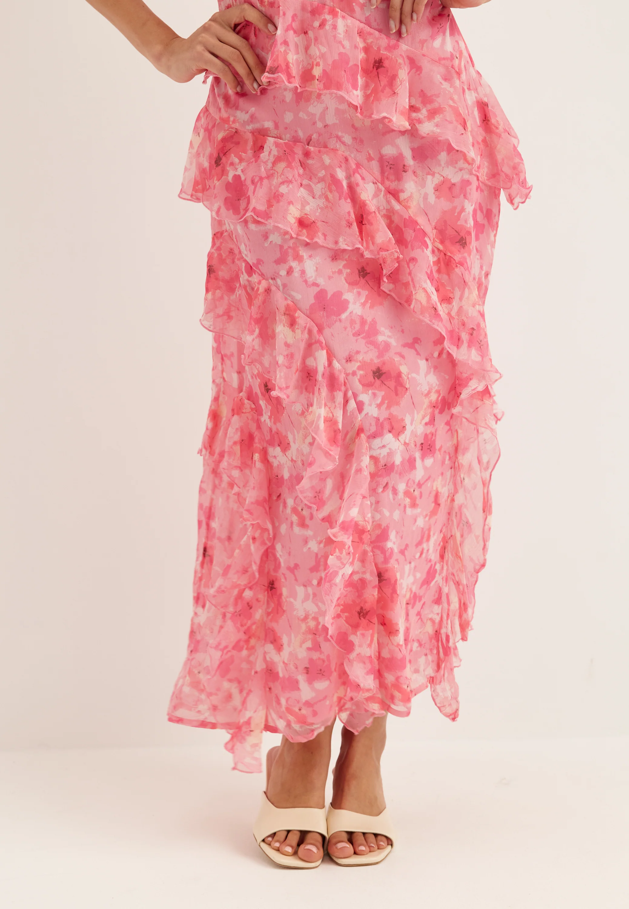 Vmsmilla S/L V-NECK LONG FRILL DRESS - Image 5