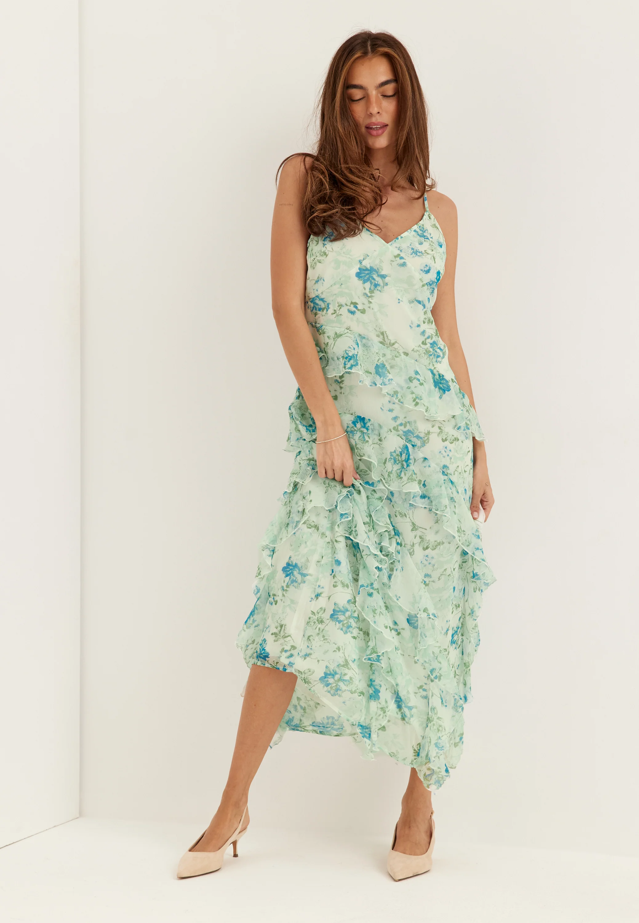 Vmsmilla S/L V-NECK LONG FRILL DRESS - Image 2