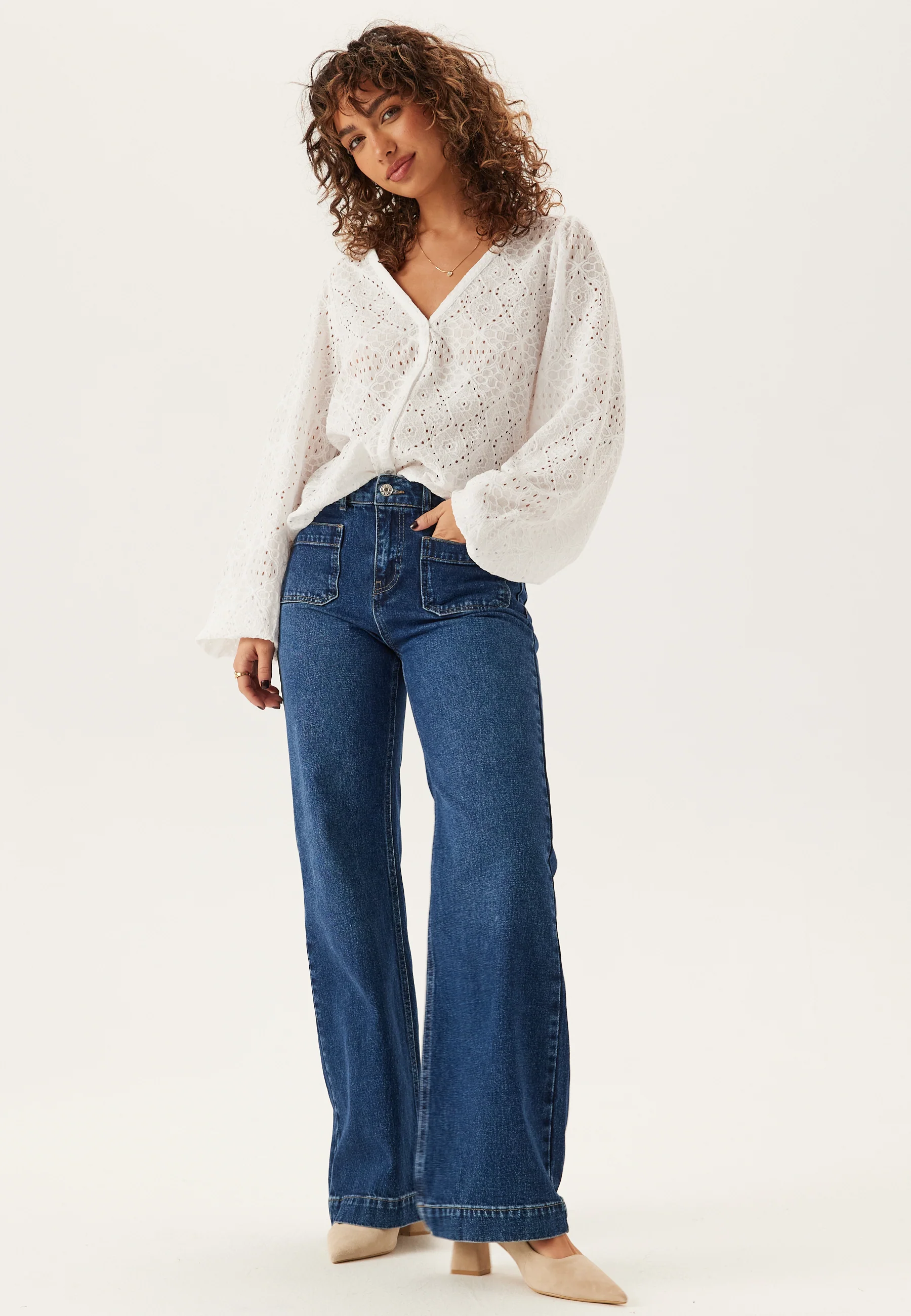Volume Sleeve Button Blouse - Image 3