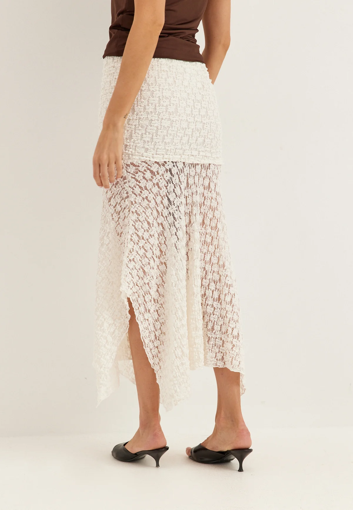 Waterfall Asymmetric Lace Skirt - Image 3