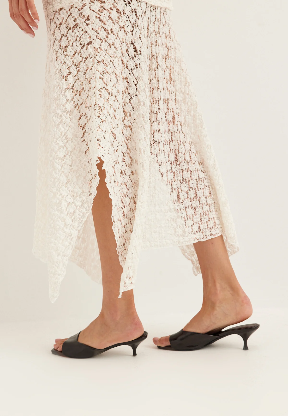 Waterfall Asymmetric Lace Skirt - Image 5