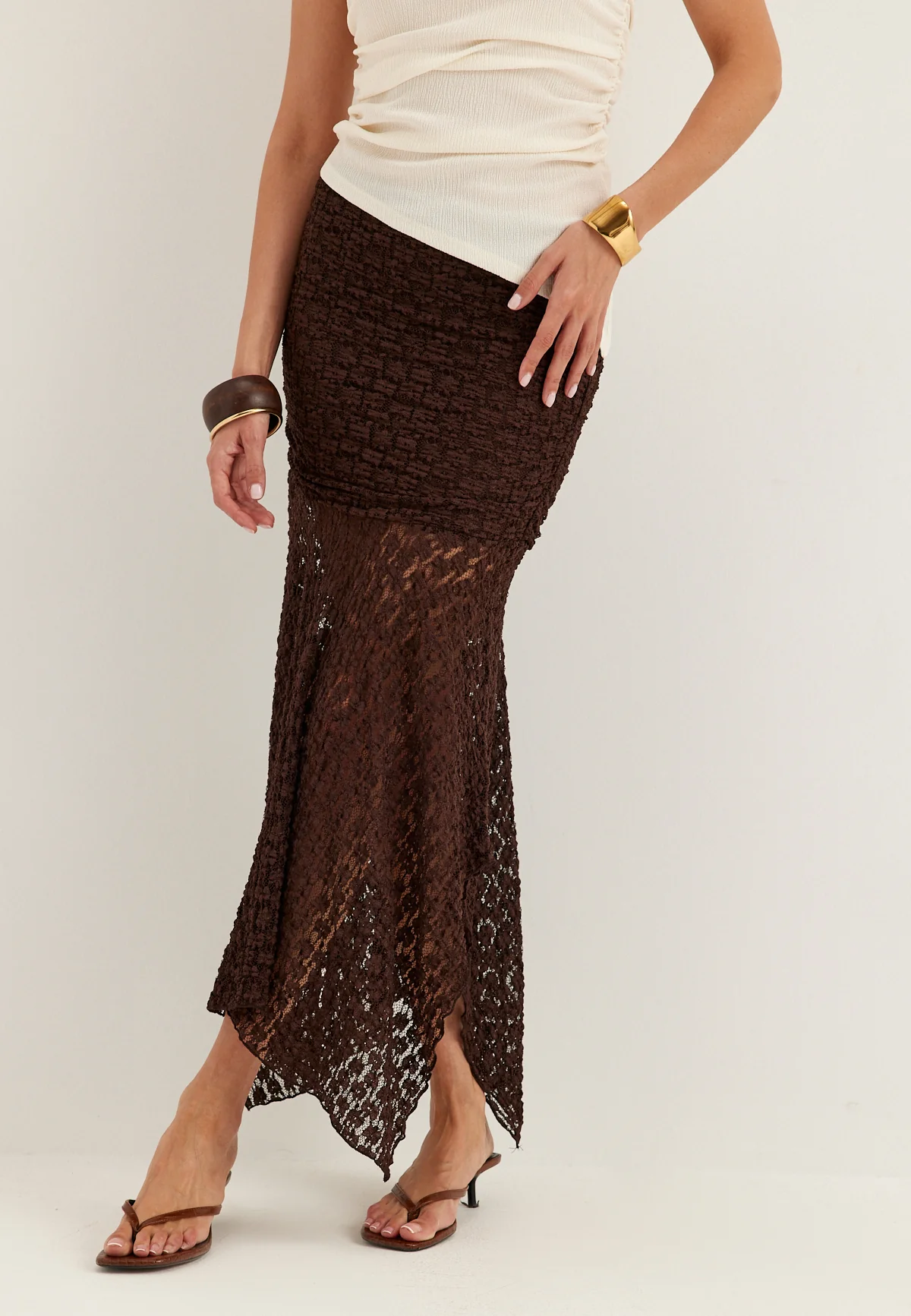 Waterfall Asymmetric Lace Skirt - Image 2