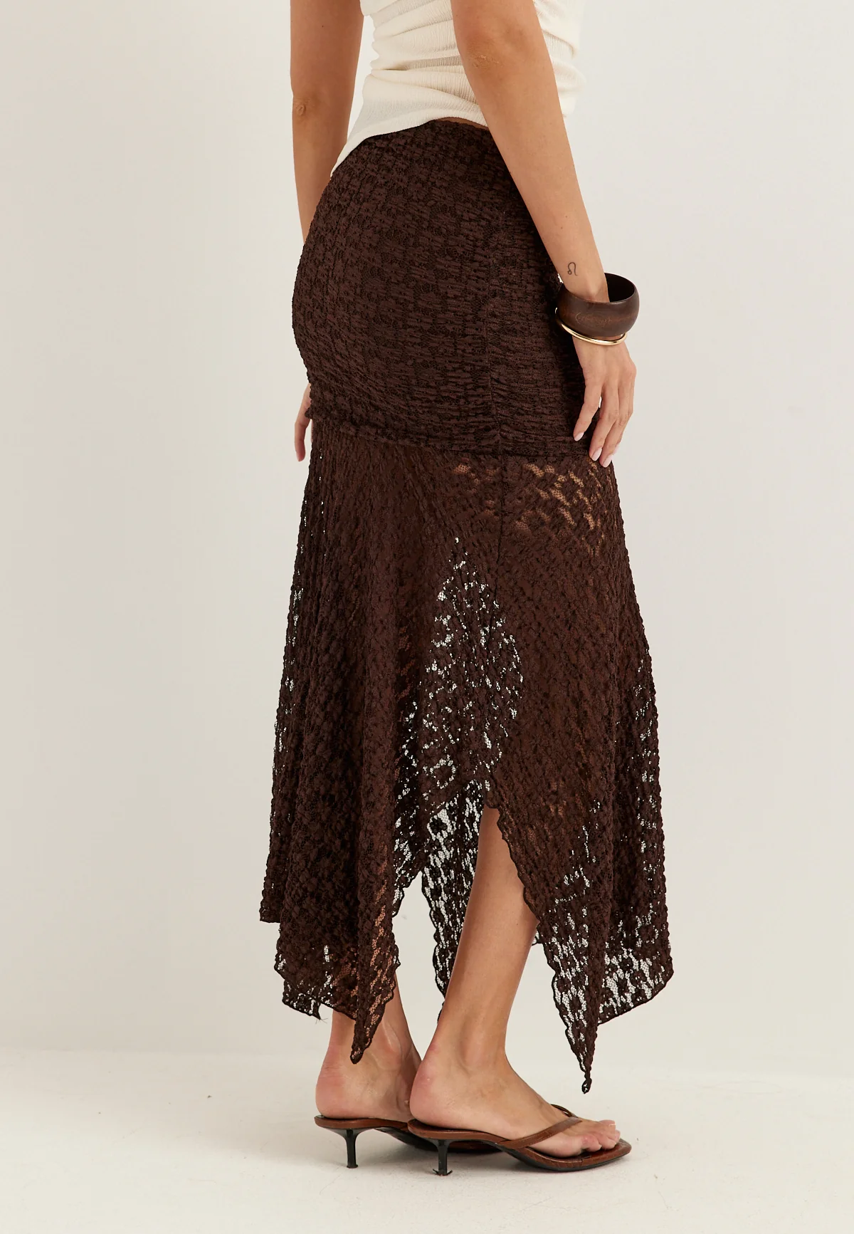 Waterfall Asymmetric Lace Skirt - Image 3