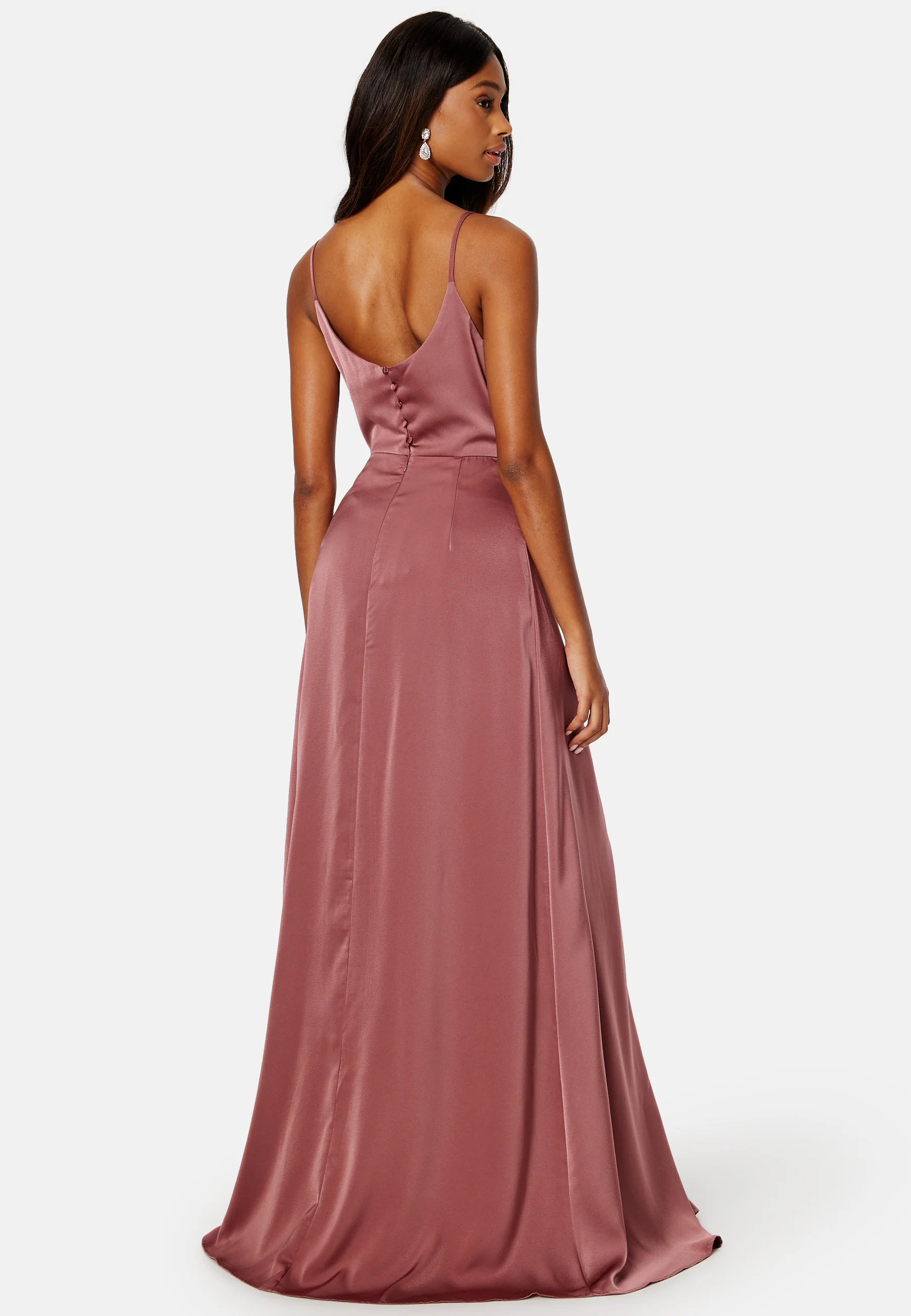 Waterfall High Slit Satin Gown - Image 2