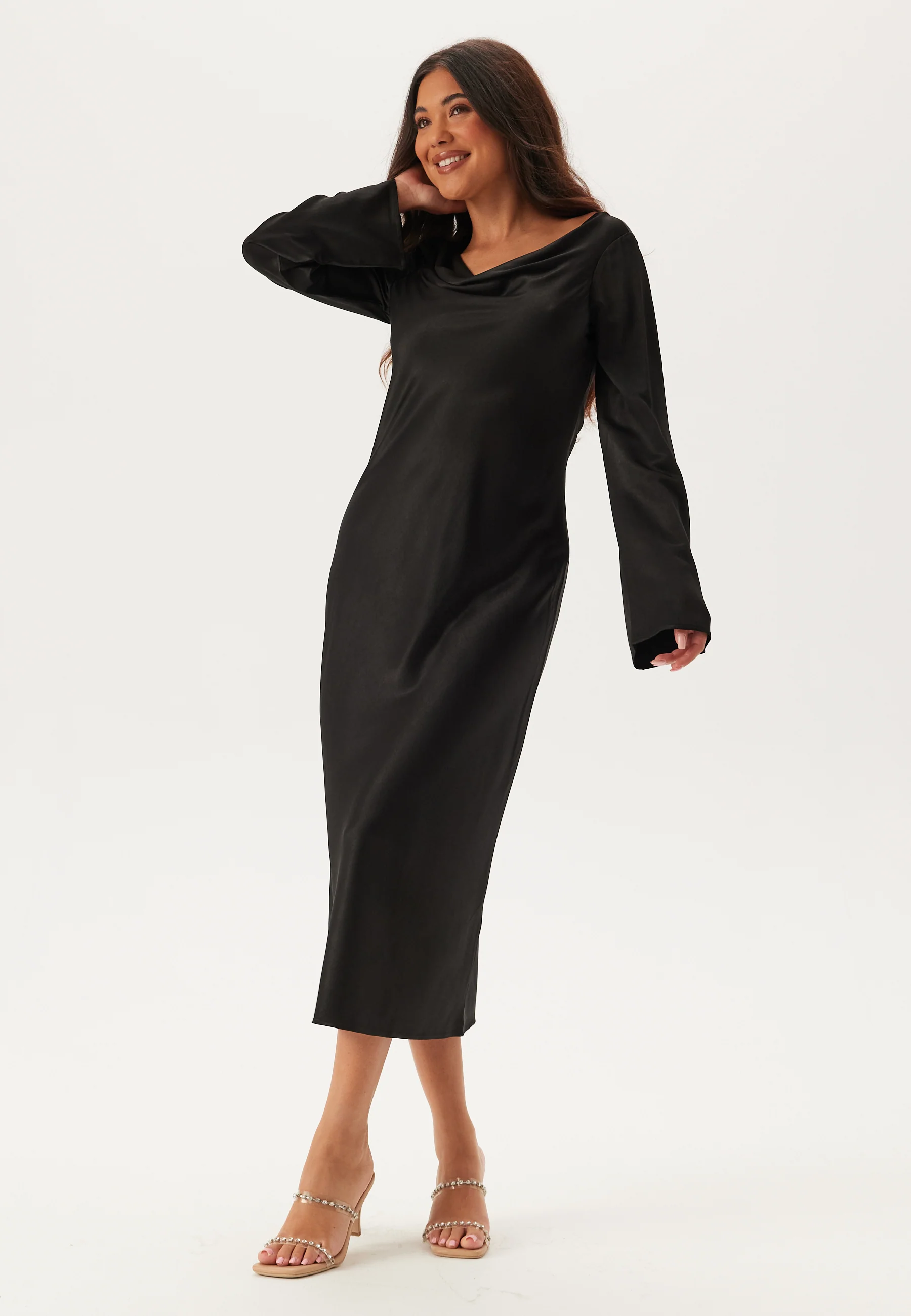 Waterfall Midi Satin Dress