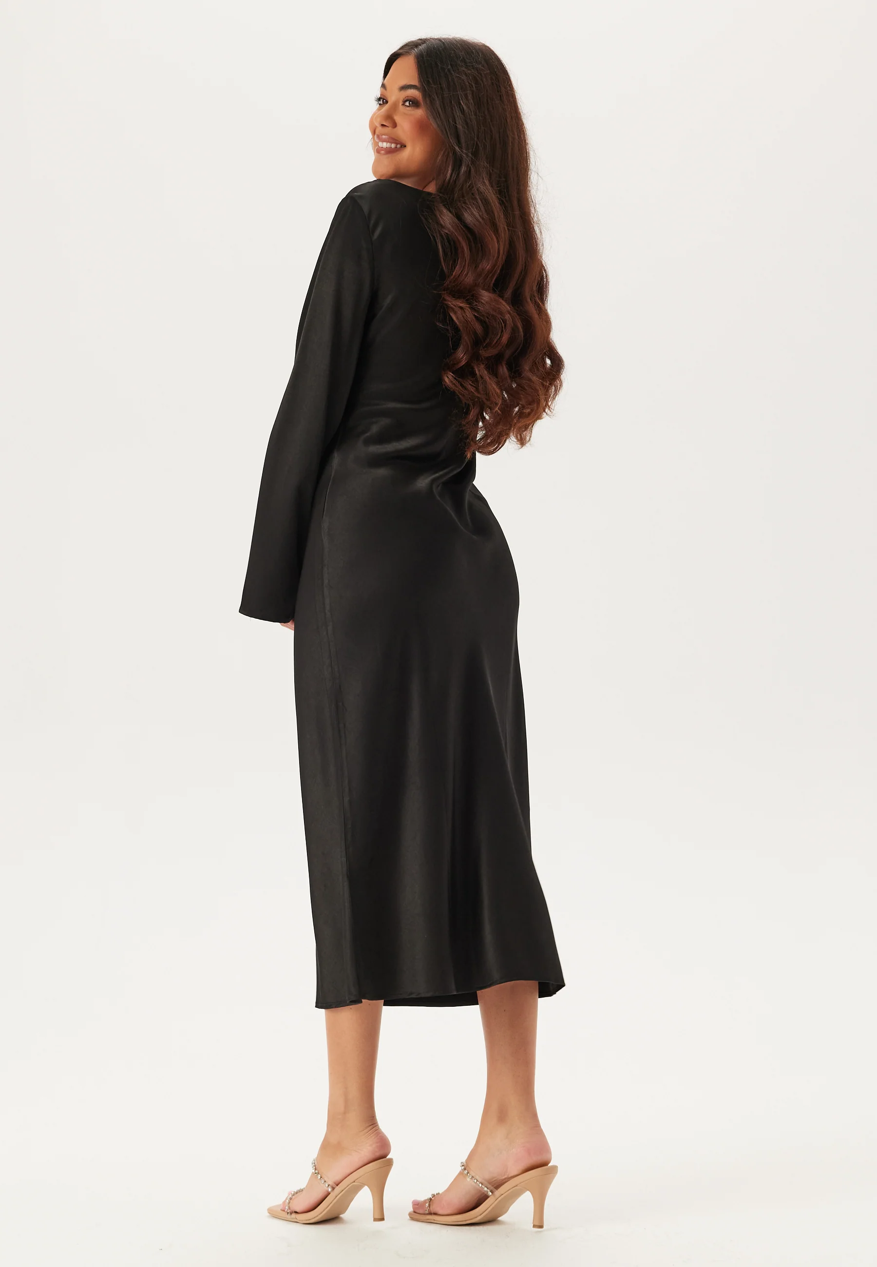Waterfall Midi Satin Dress - Image 2