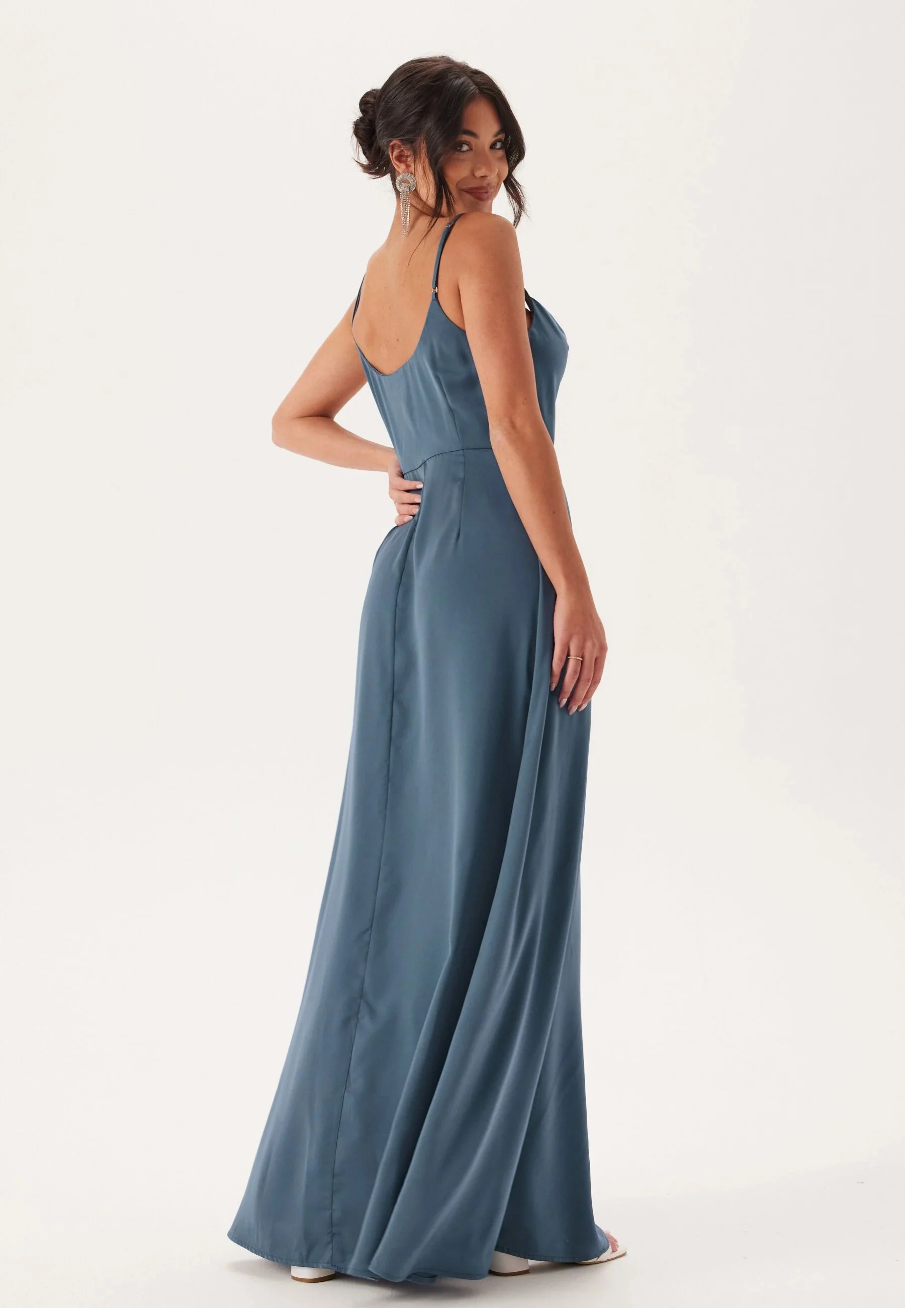 Waterfall Slit Satin Gown - Image 3