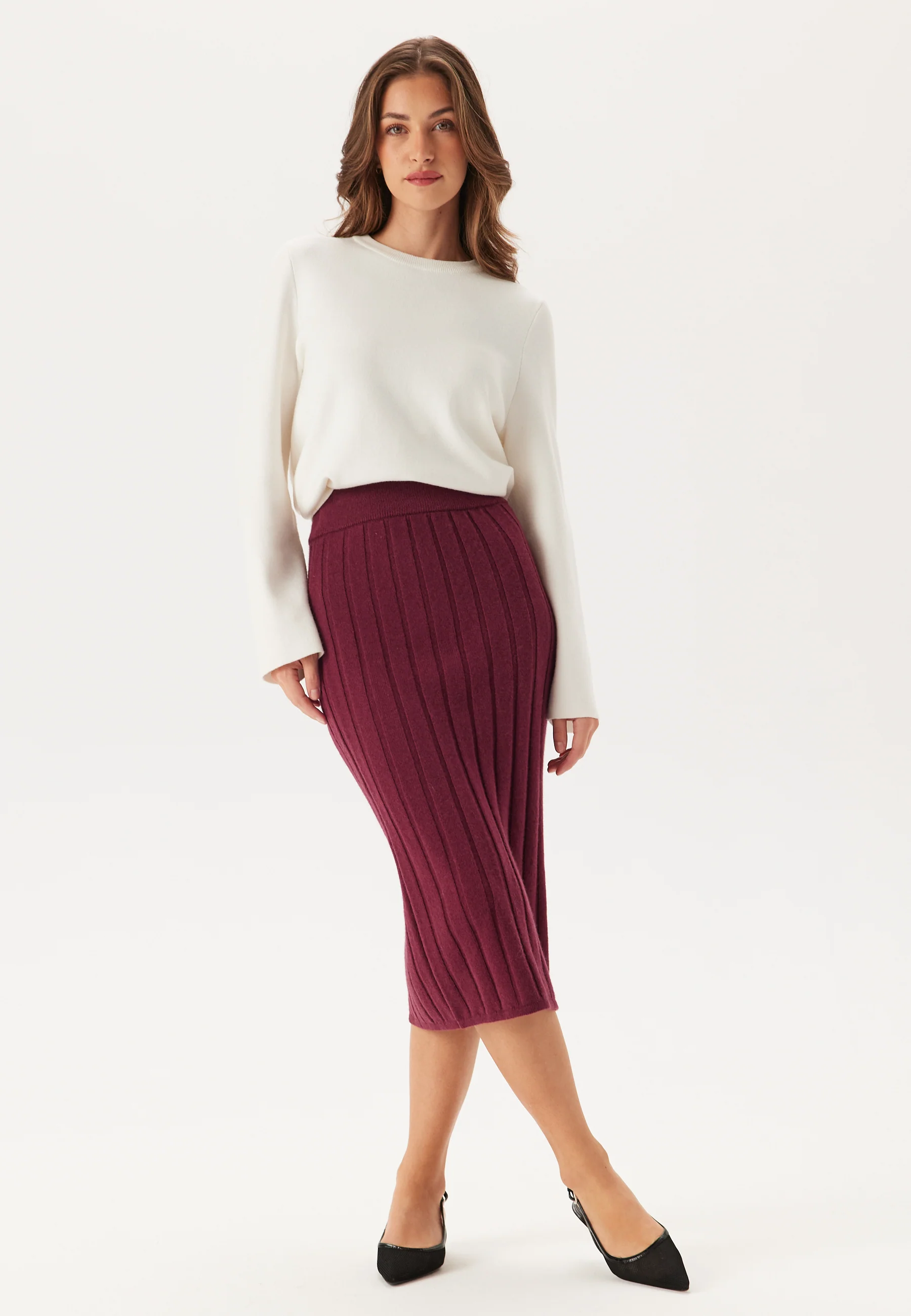 Wide Ribbed Wool Skirt - Image 3