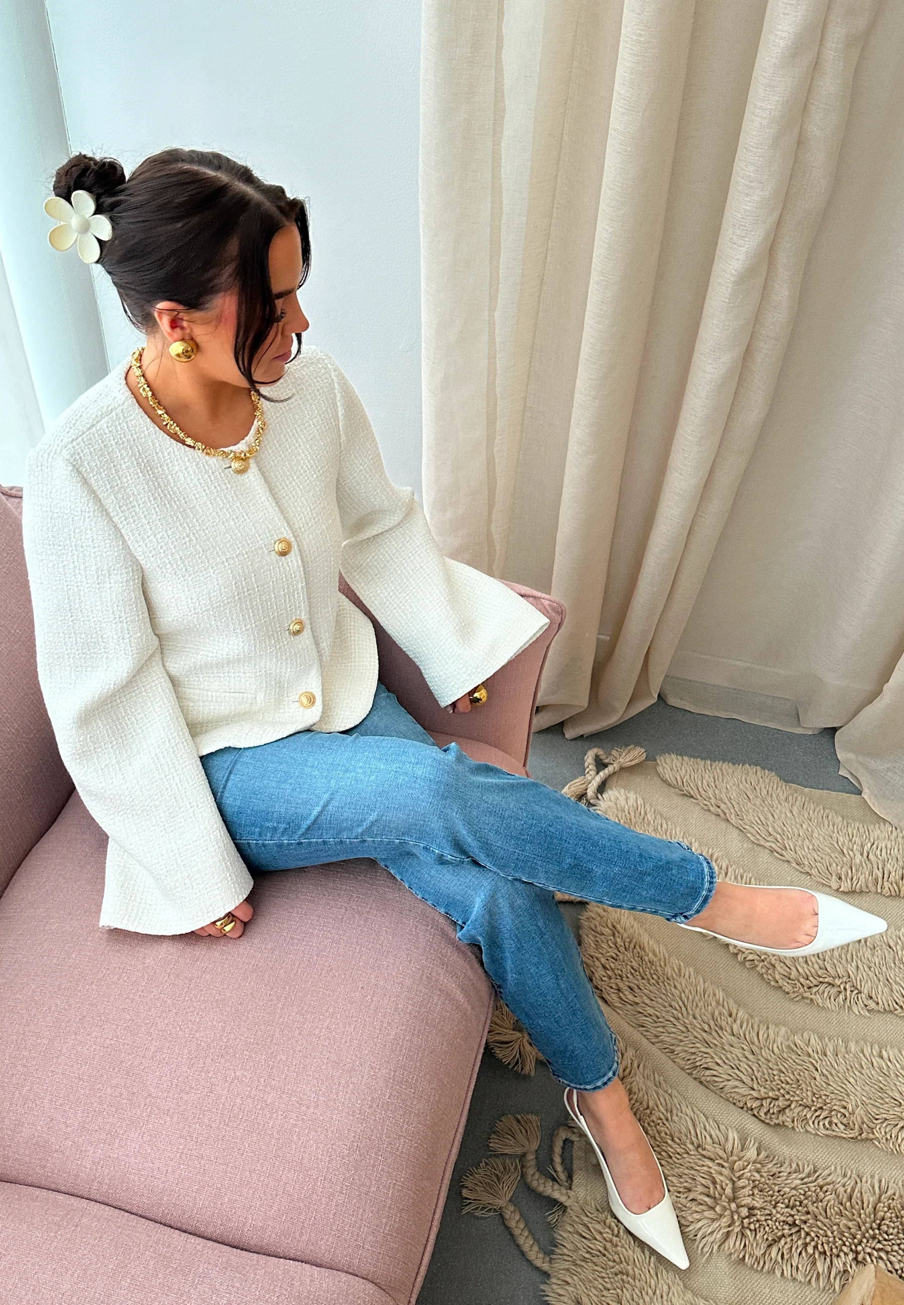 Wide Sleeve Bouclé Jacket - Image 6