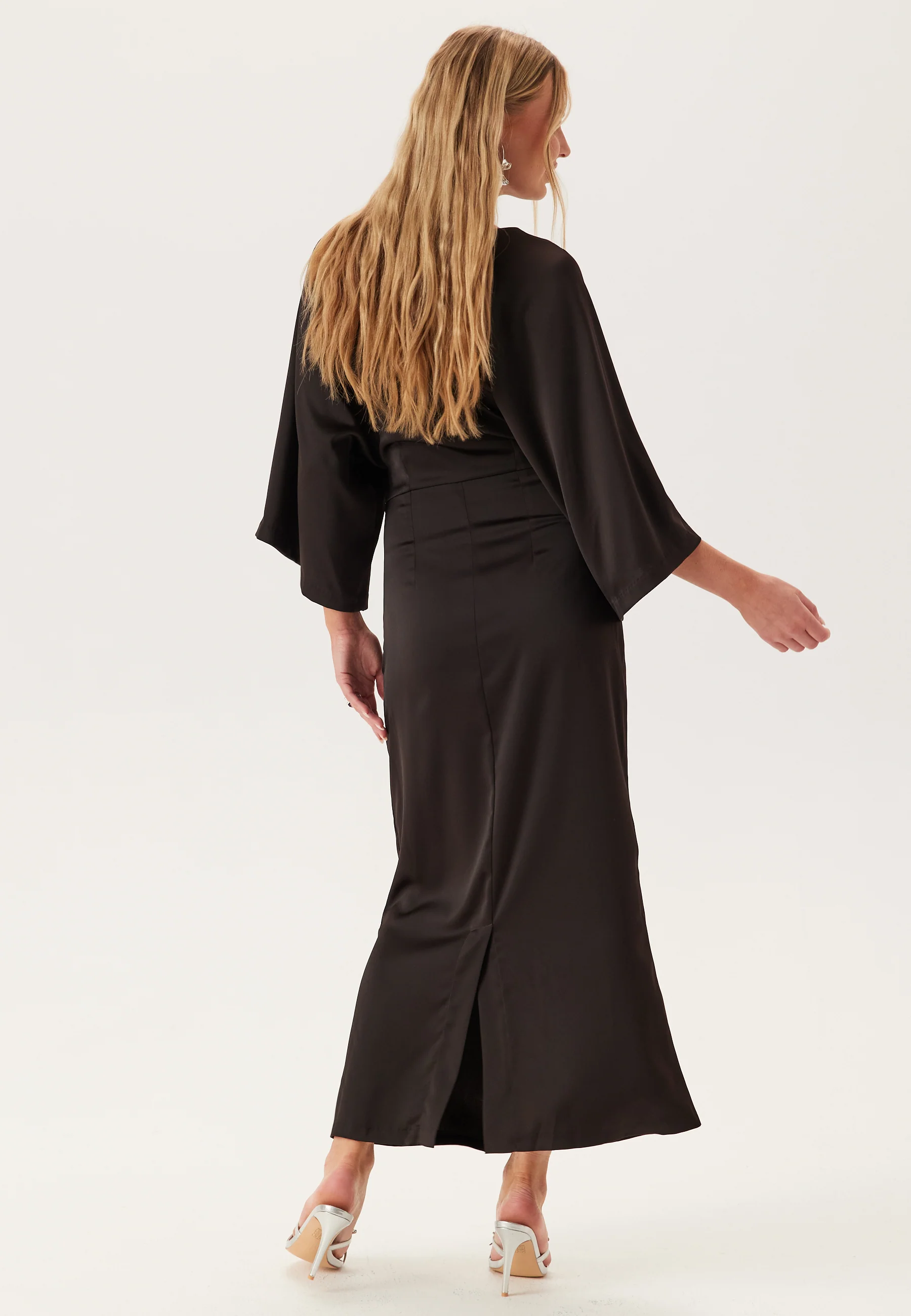 Wide Sleeve Satin Ankle Dress - Image 4