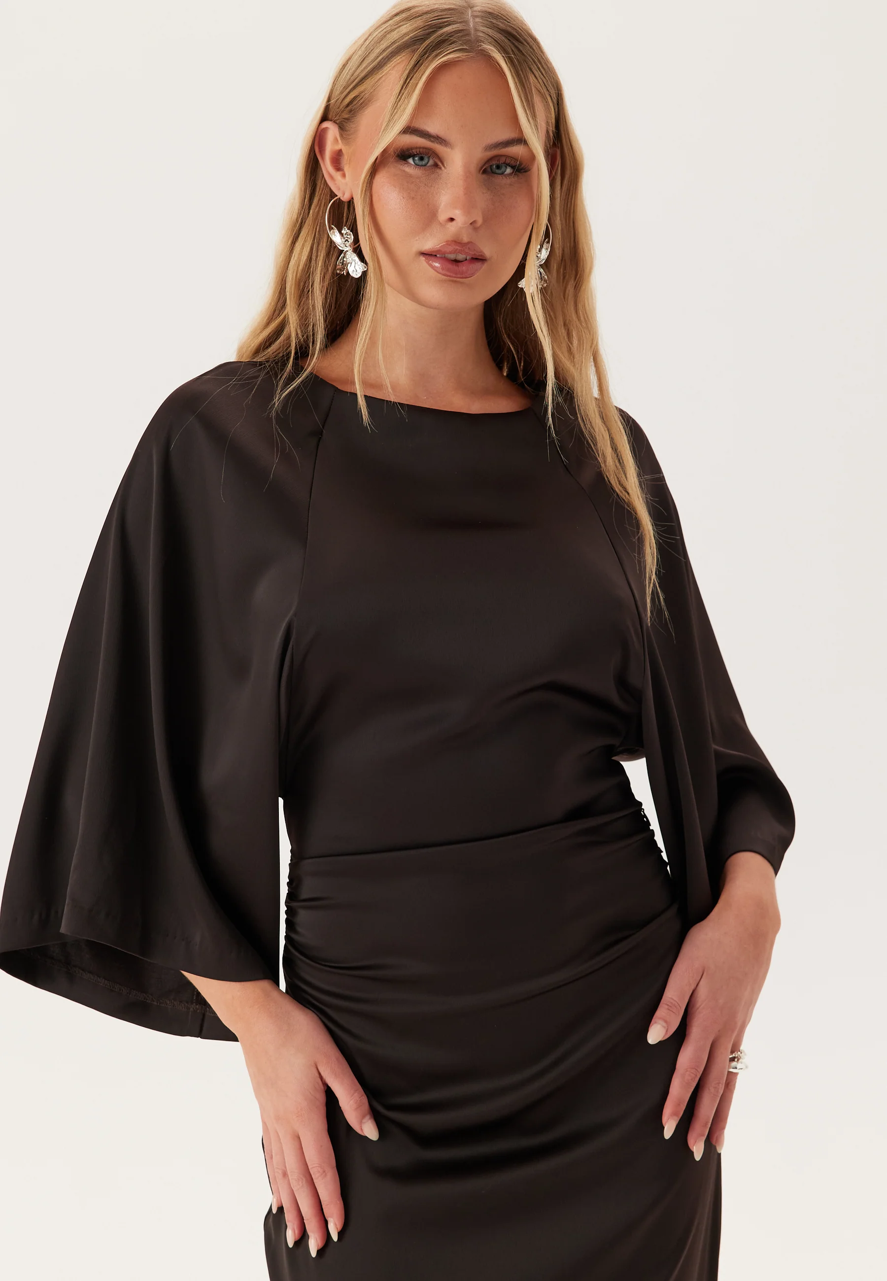 Wide Sleeve Satin Ankle Dress - Image 5
