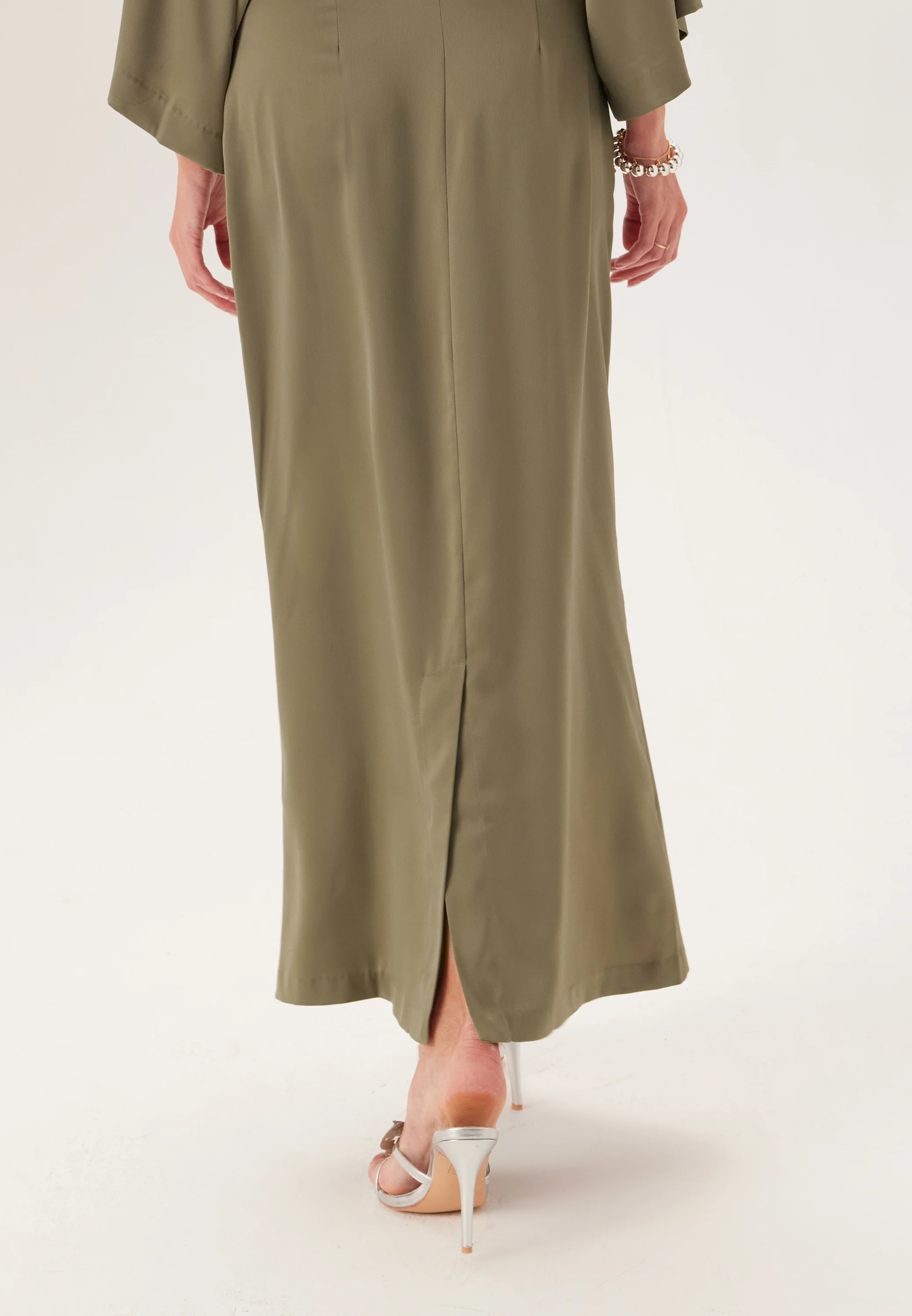 Wide Sleeve Satin Ankle Dress - Image 8