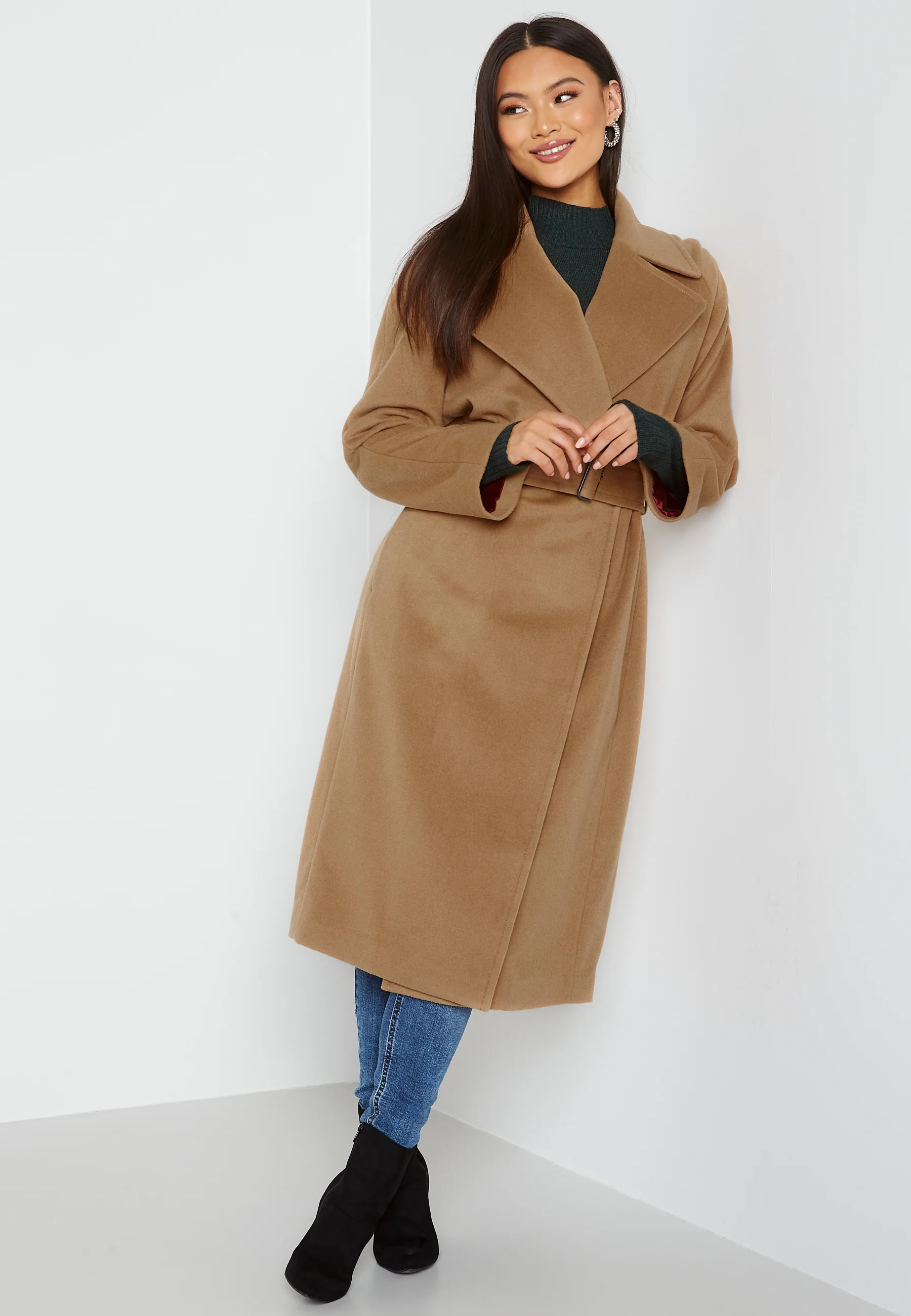 Wool Blend Belted Coat