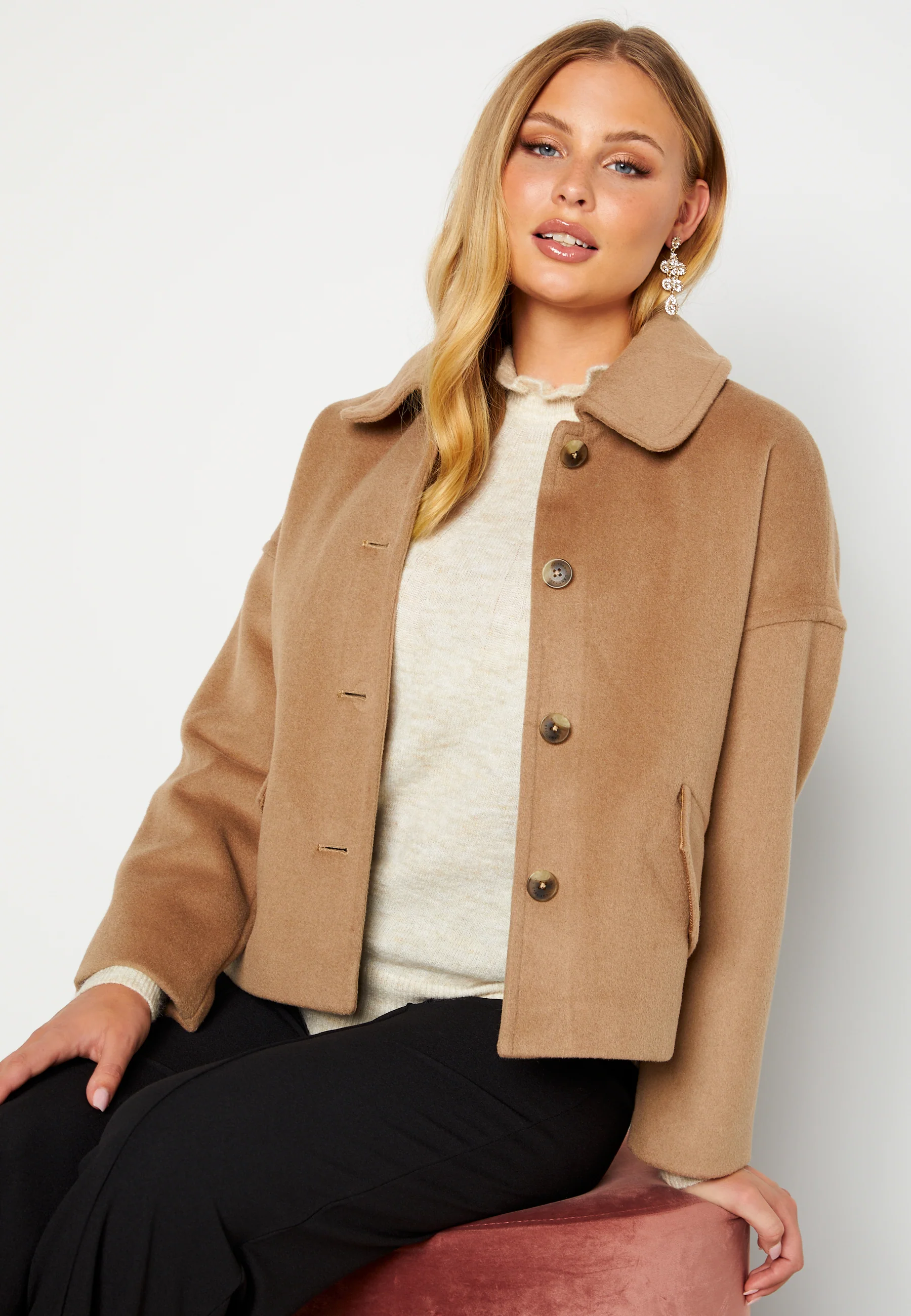 Wool Blend Cropped Jacket