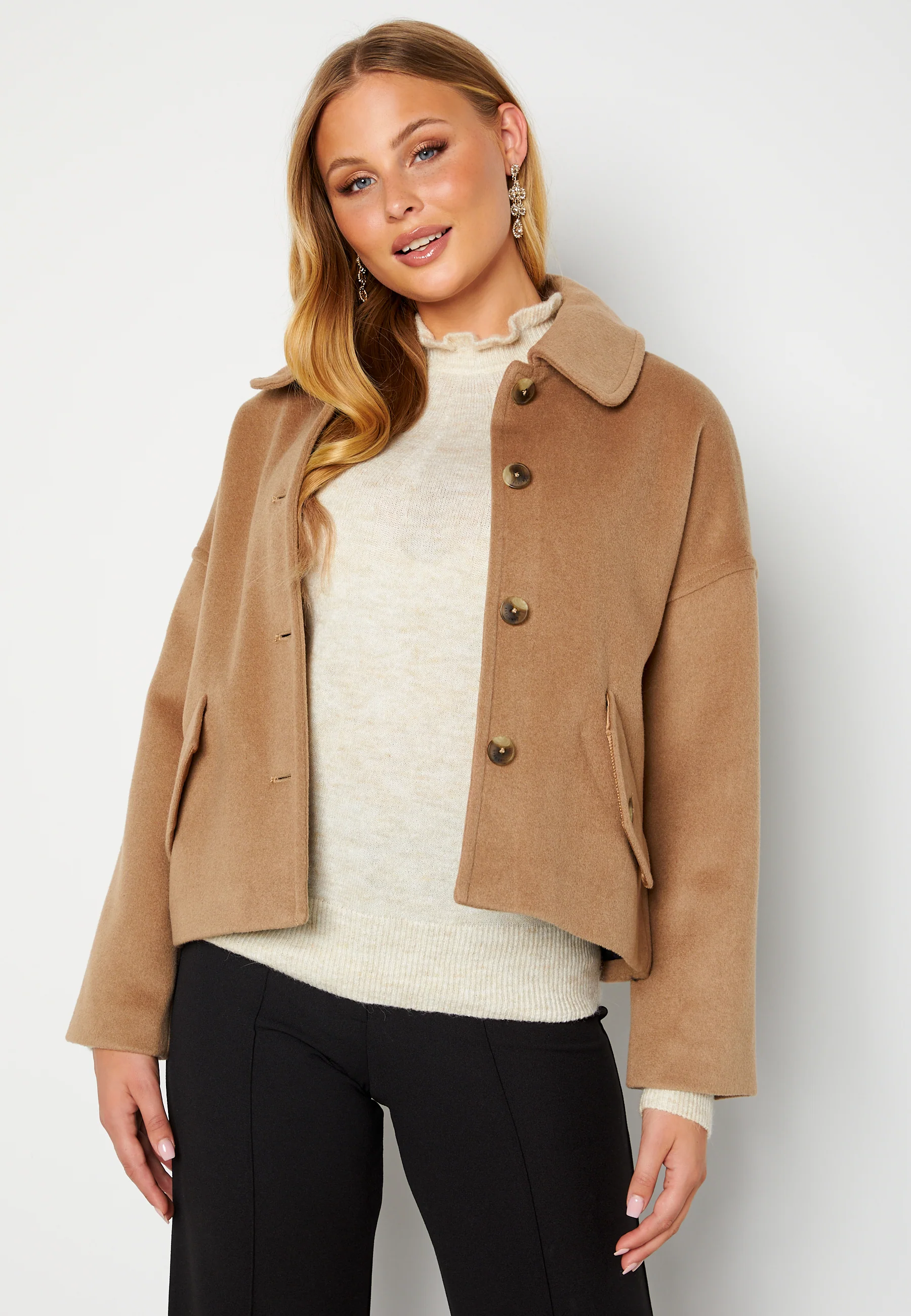 Wool Blend Cropped Jacket - Image 2