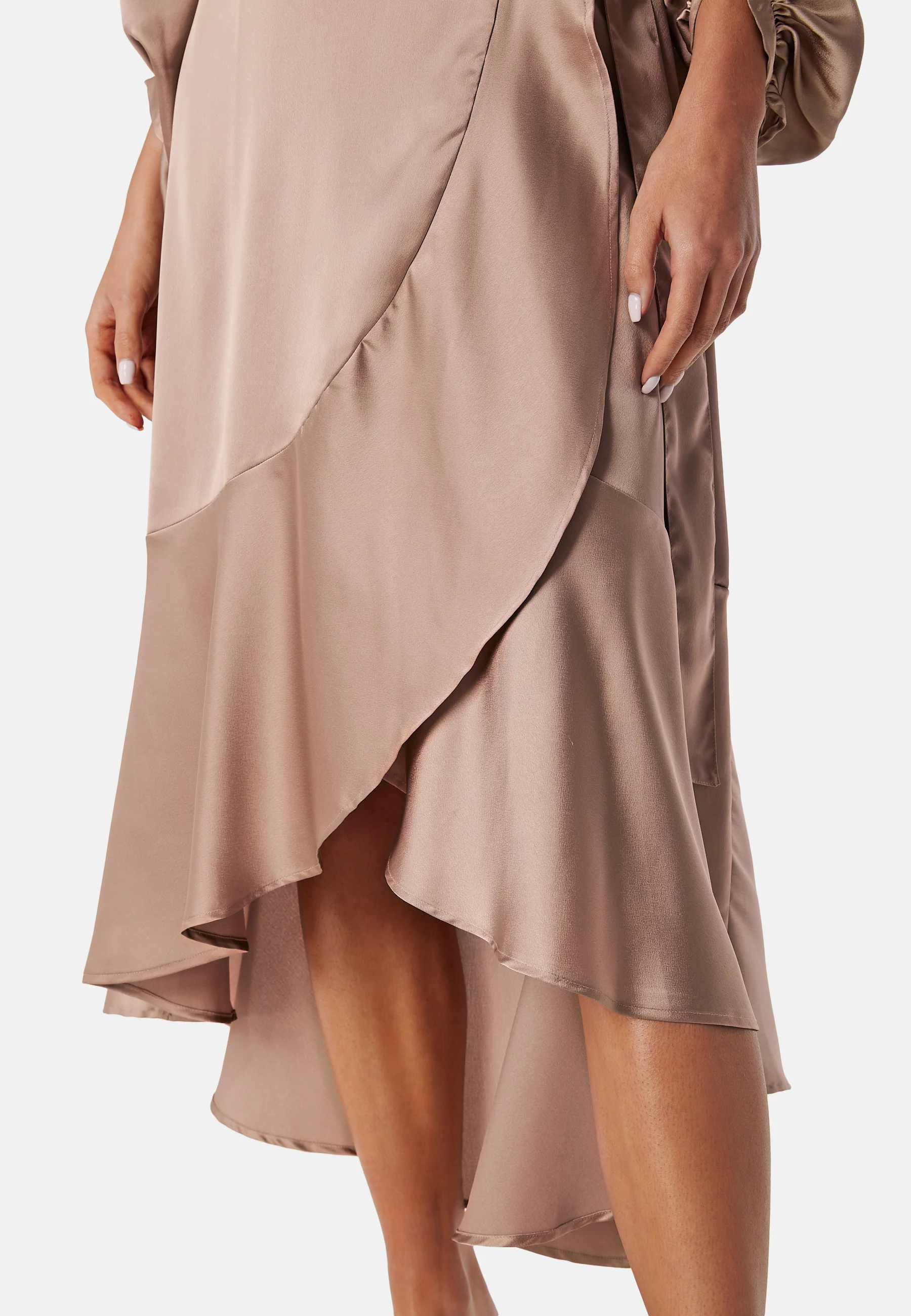 Wrap Frill L/S Satin Dress - Image 4