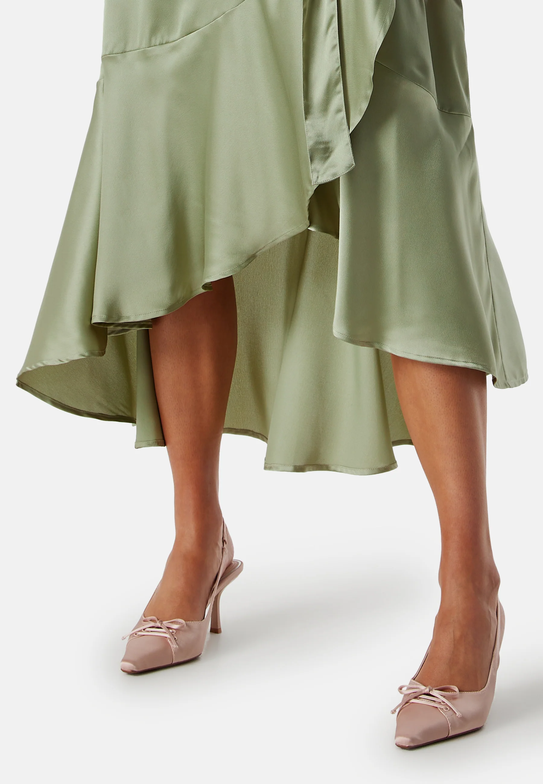 Wrap Frill L/S Satin Dress - Image 4