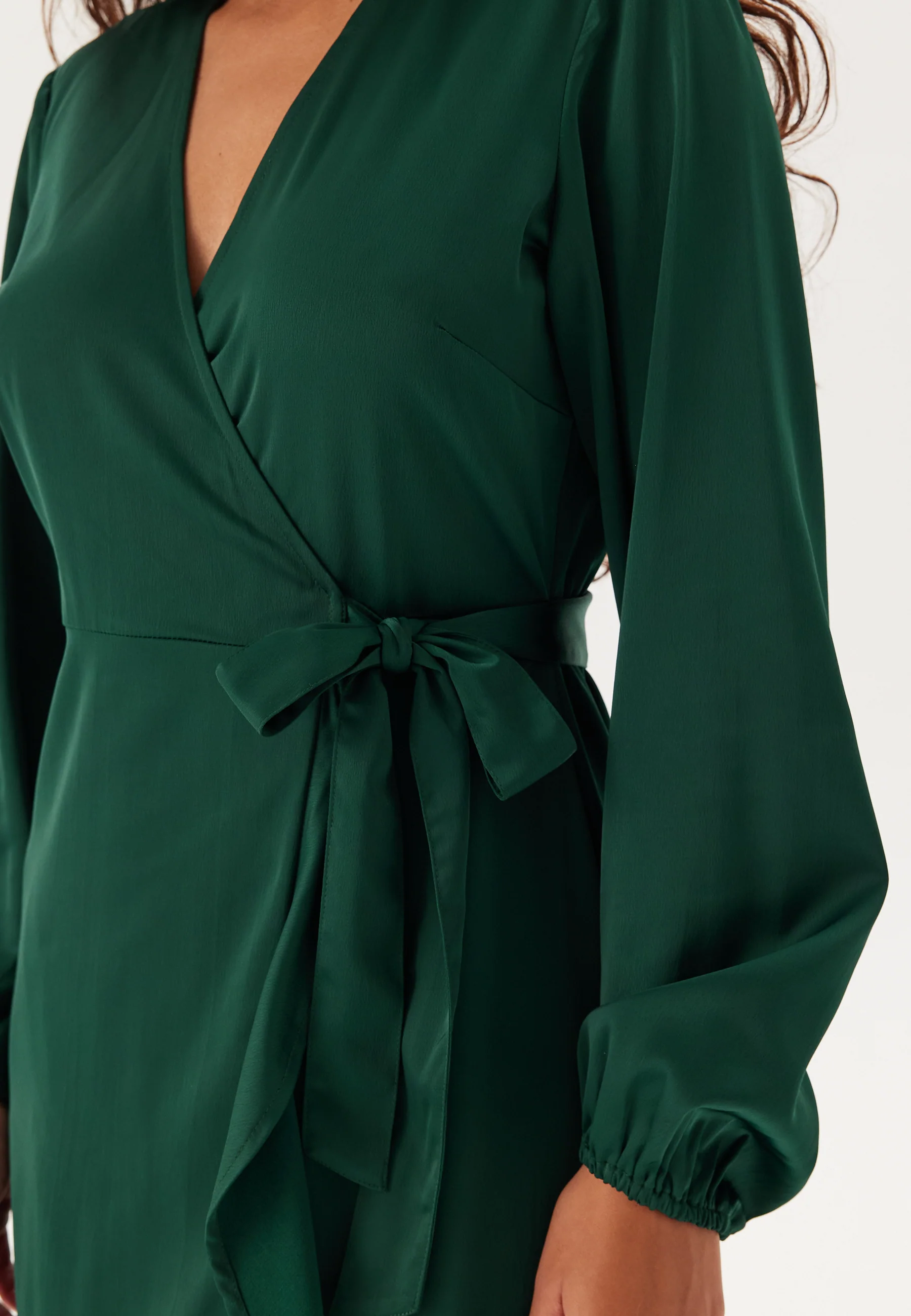 Wrap L/S Satin Maxi Dress - Image 3