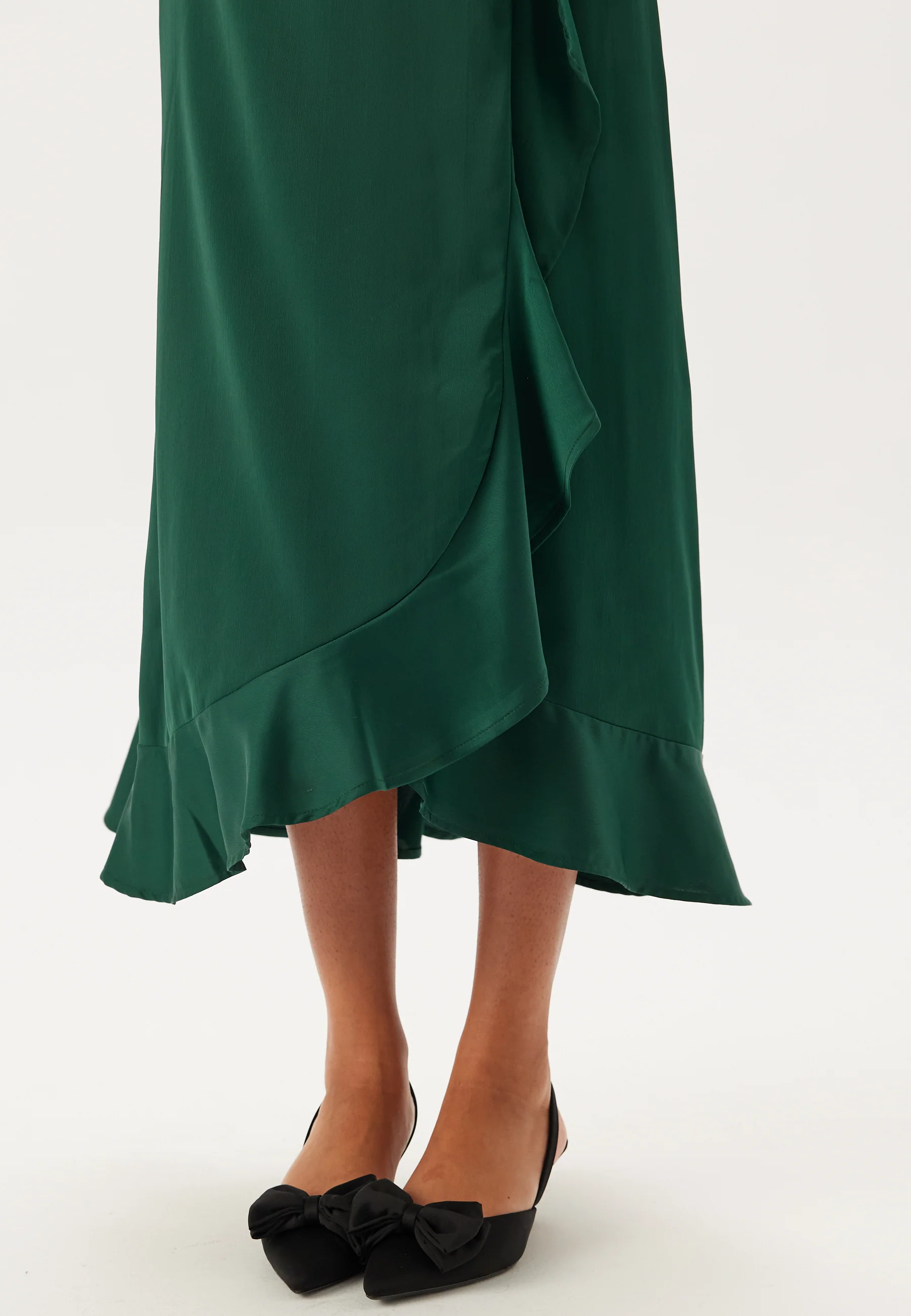 Wrap L/S Satin Maxi Dress - Image 4