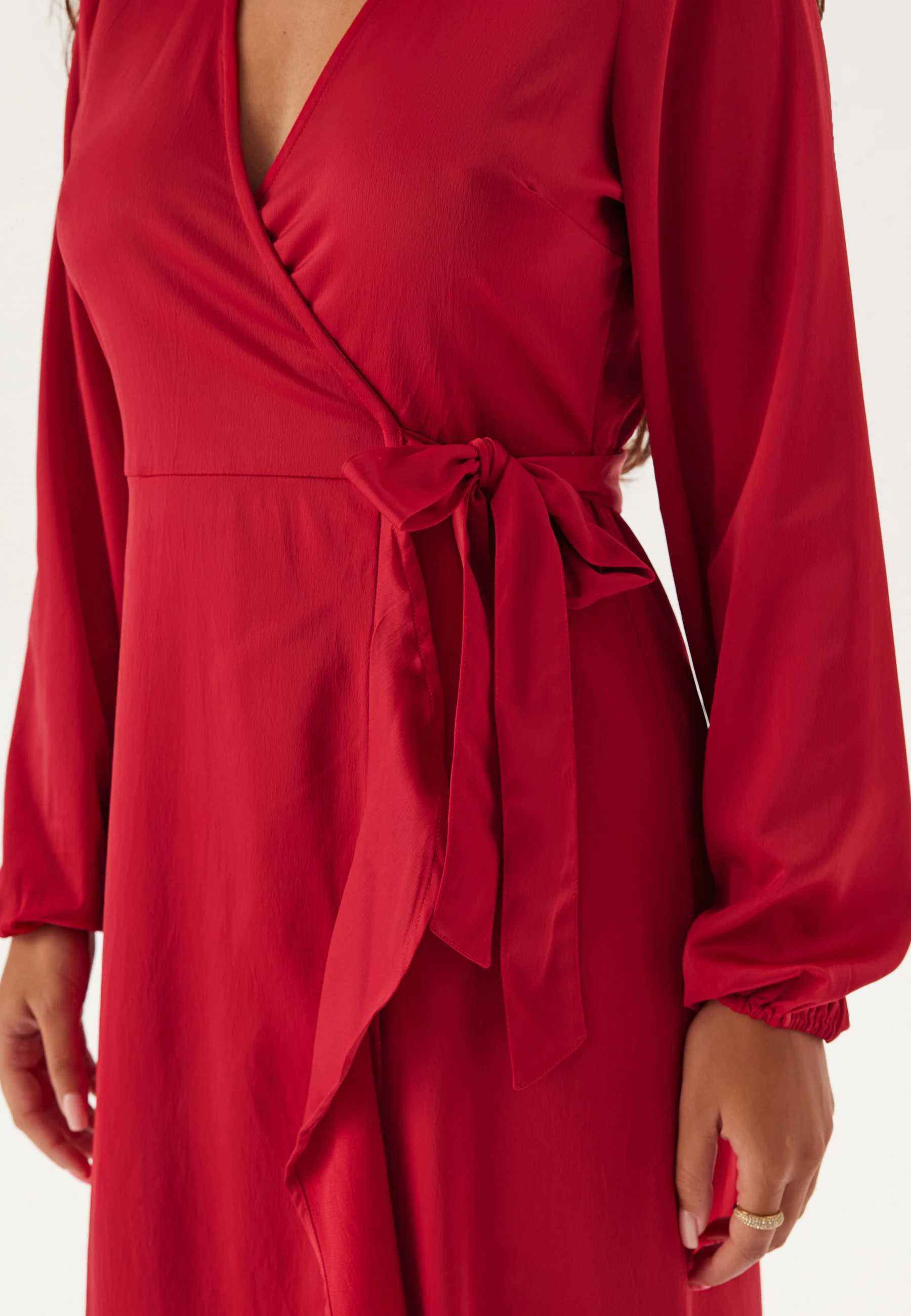 Wrap L/S Satin Maxi Dress - Image 3