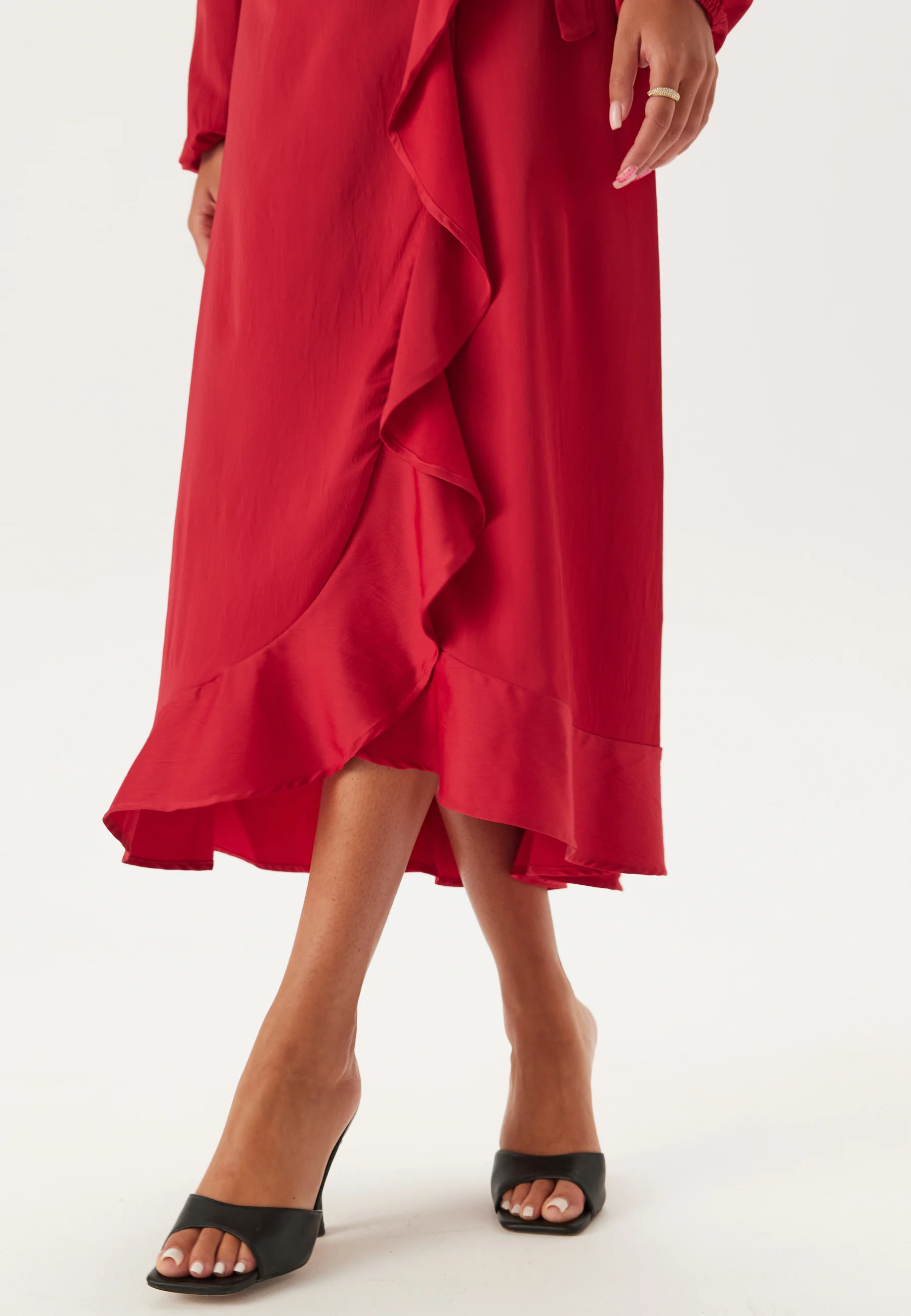 Wrap L/S Satin Maxi Dress - Image 4