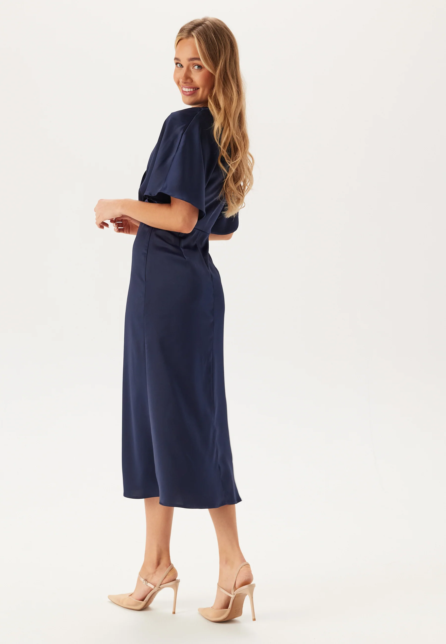 Wrap Satin Midi Dress - Image 2