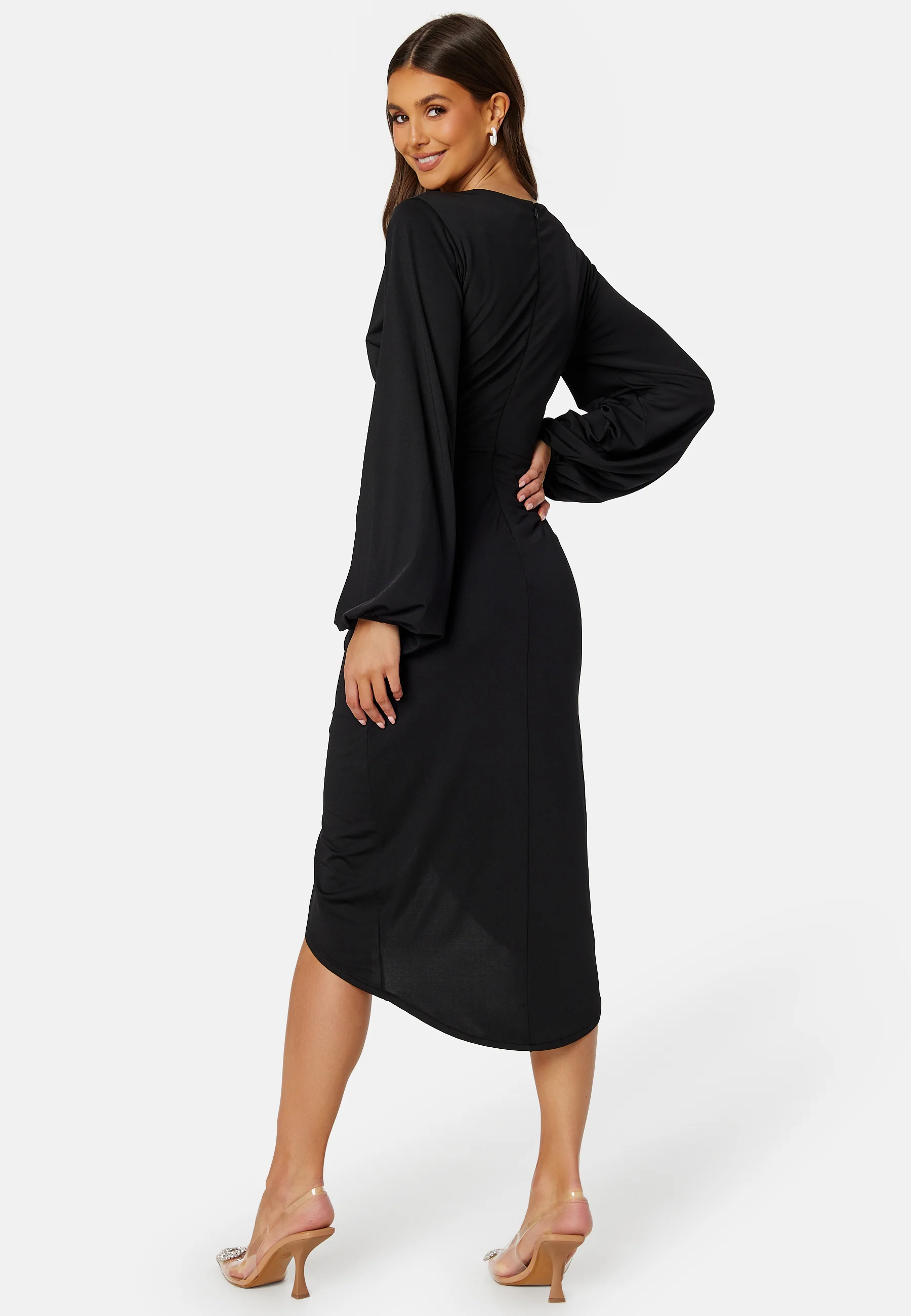 Wrap Stretchy Midi Dress - Image 3