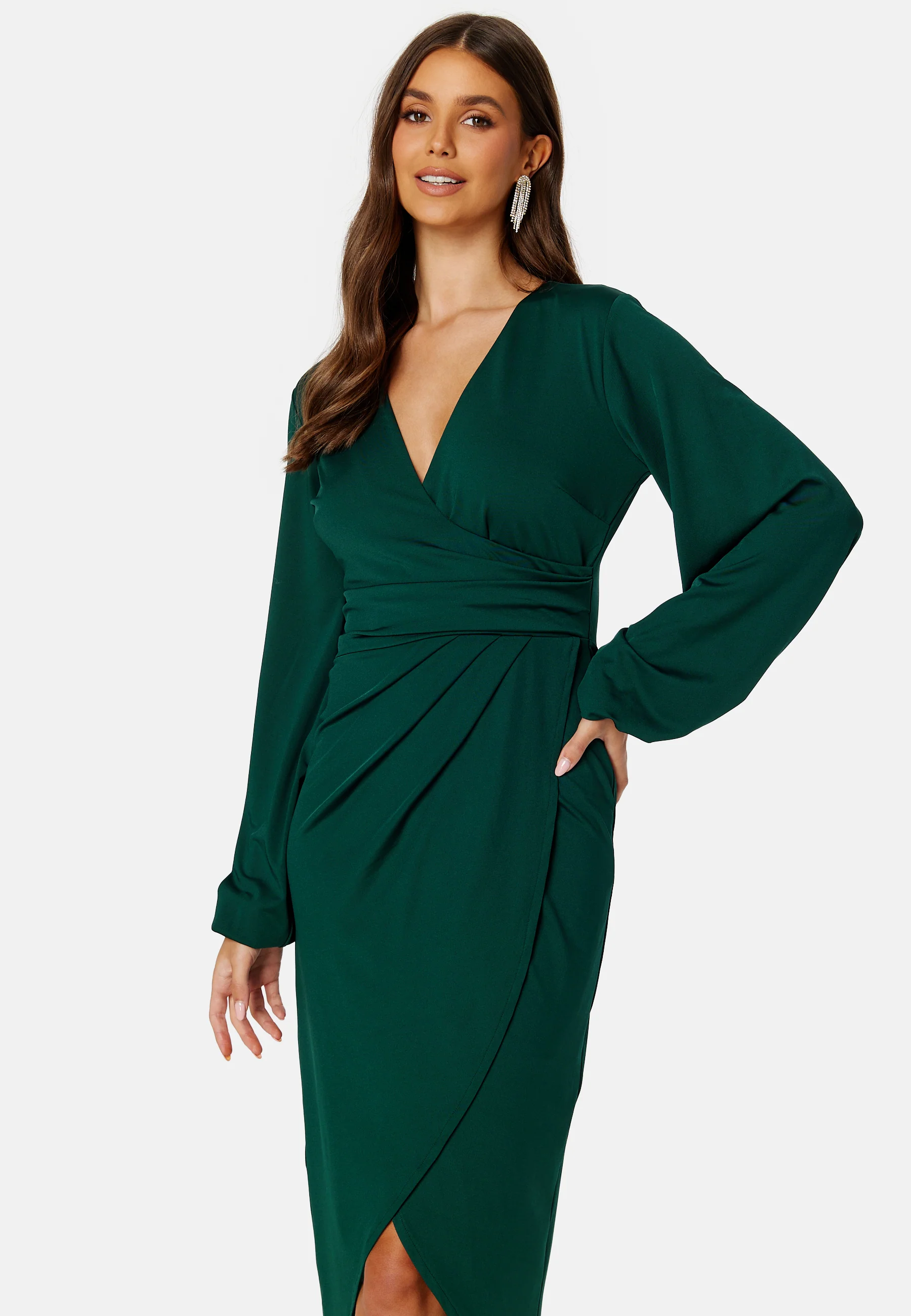 Wrap Stretchy Midi Dress - Image 3