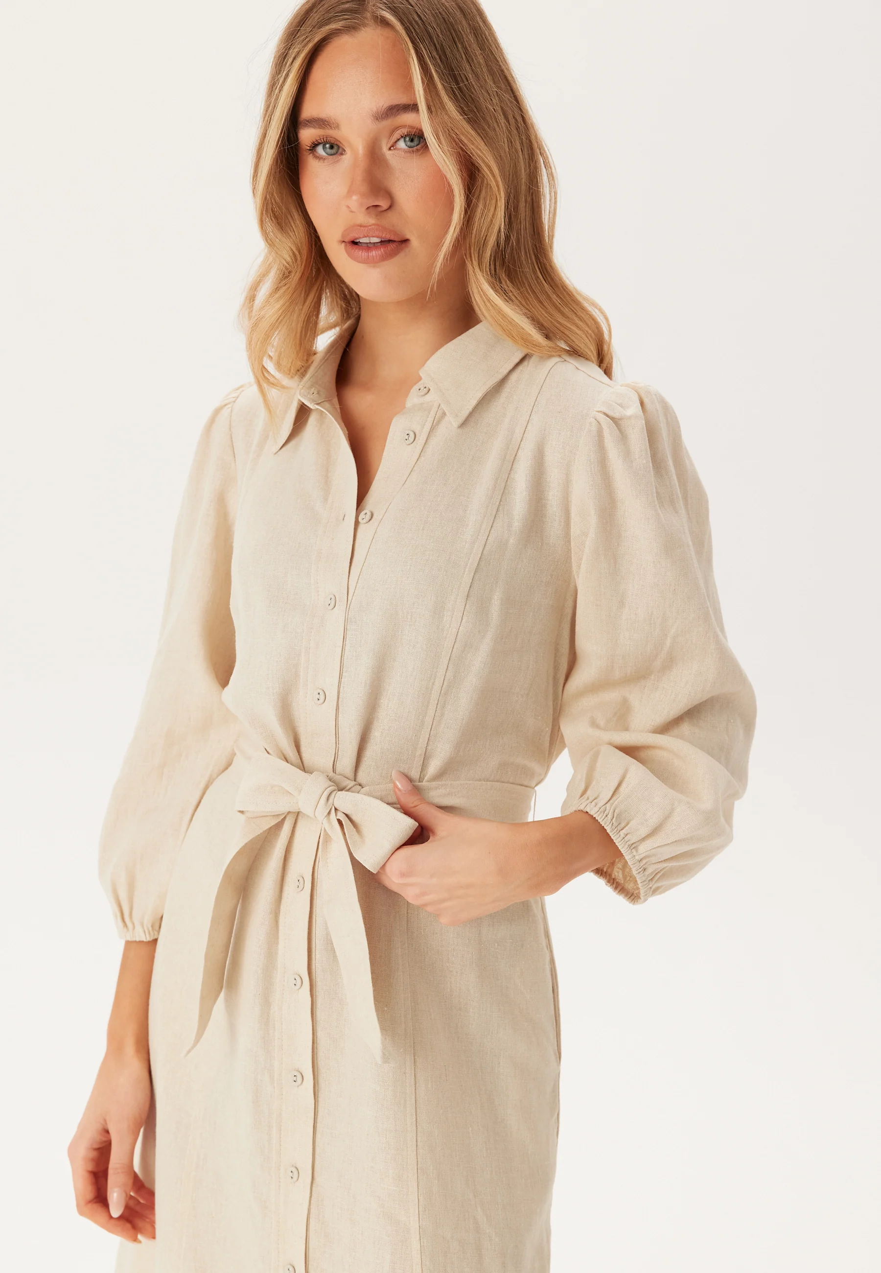 Yasflaxy 3/4 LINEN SHIRT DRESS - Image 2