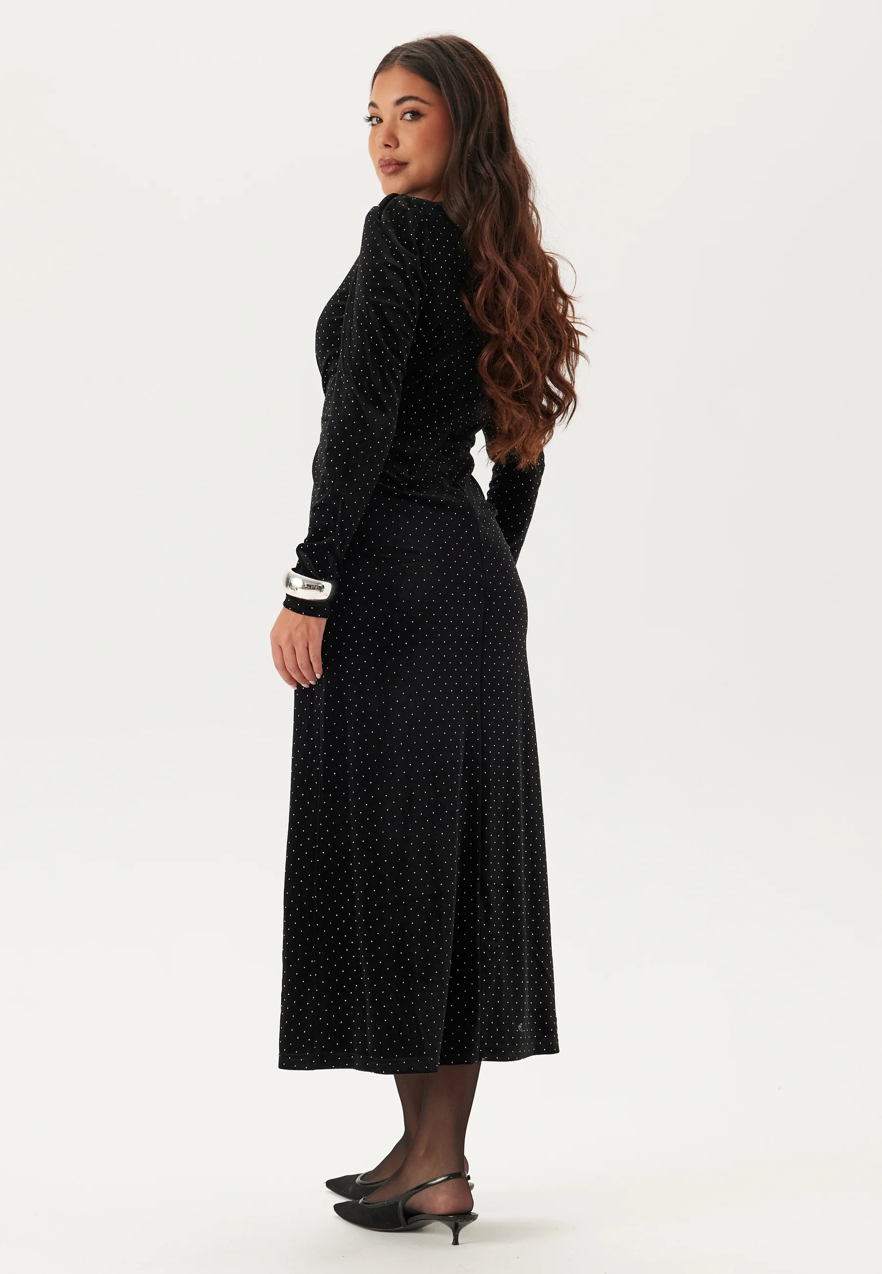 Yashella Ls Velour Midi Dress - Image 4
