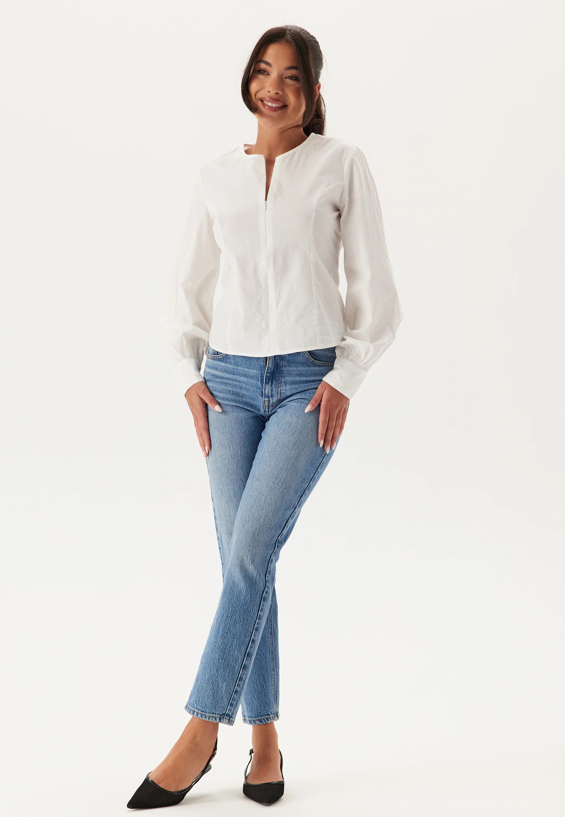 Zip Cotton Blouse - Image 3